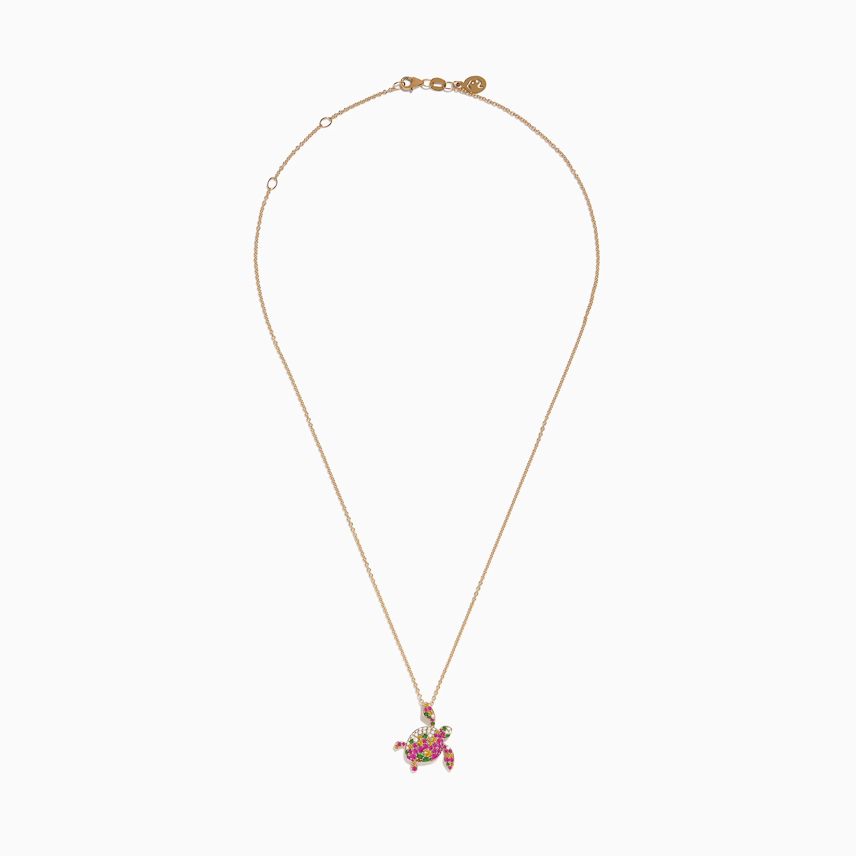 14K Rose Gold Pink and Yellow SapphireTsavorite and Diamond Turtle Pendant sold by Effy product image thumbnail 2