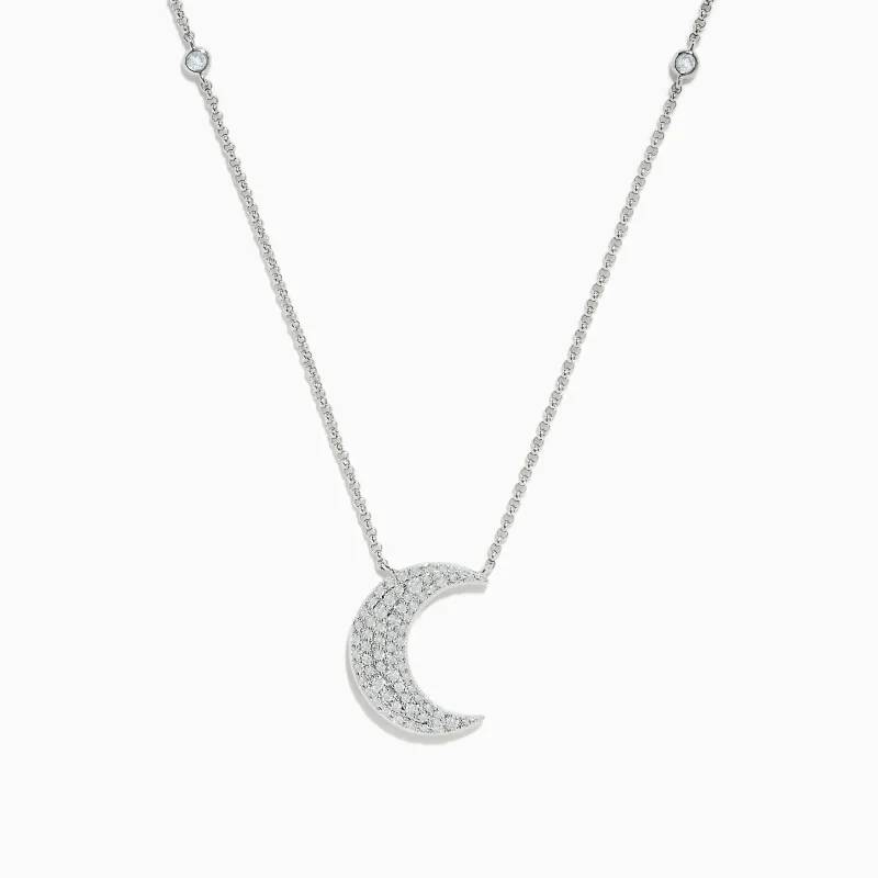 Novelty 14K White Gold Diamond Crescent Moon Necklace sold by Effy