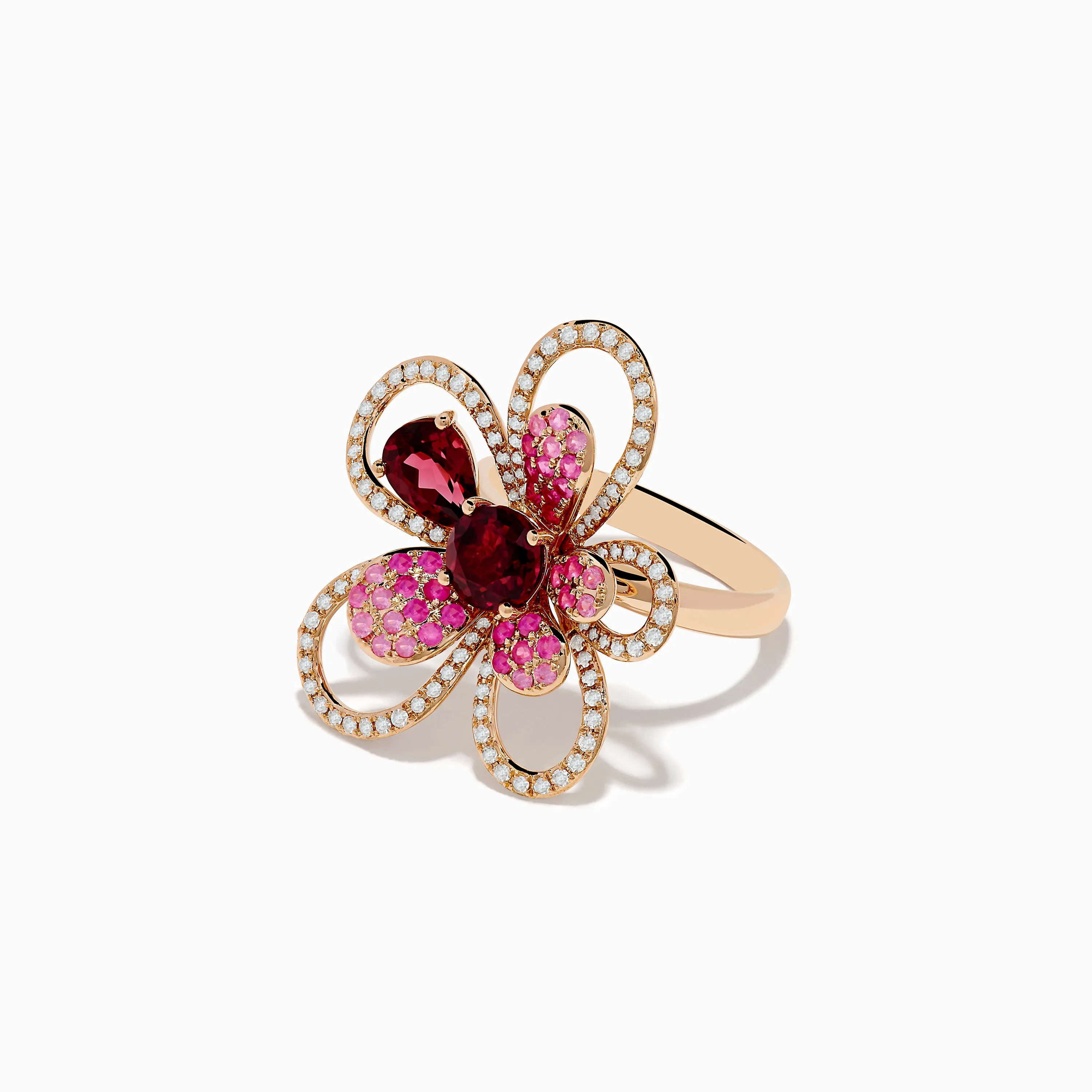 Nature 14K Rose Gold Pink Sapphire Rhodolite and Diamond Ring sold by Effy product image thumbnail 2