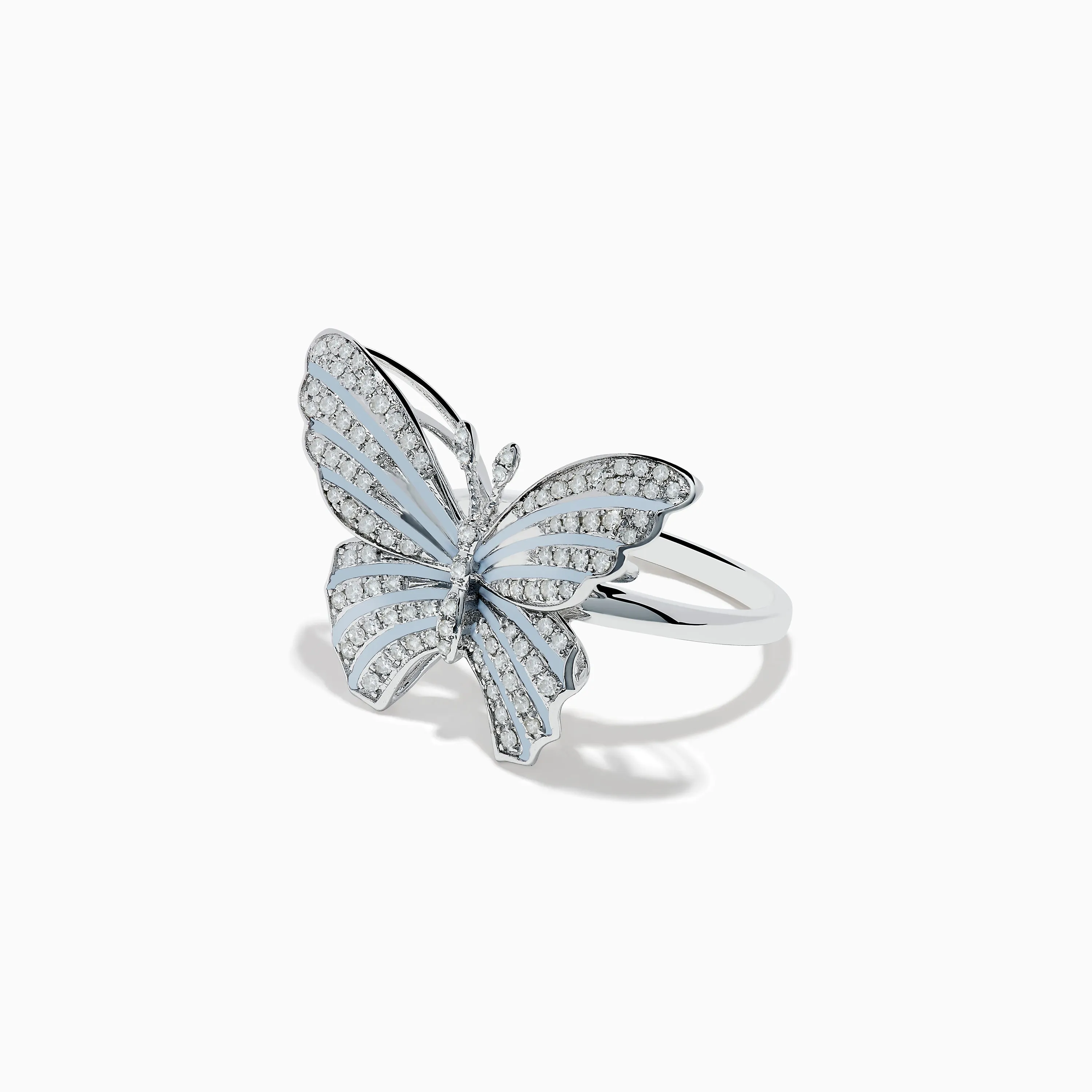 Nature 14K White Gold Diamond with White Enamel Butterfly Ring sold by Effy product image thumbnail 2