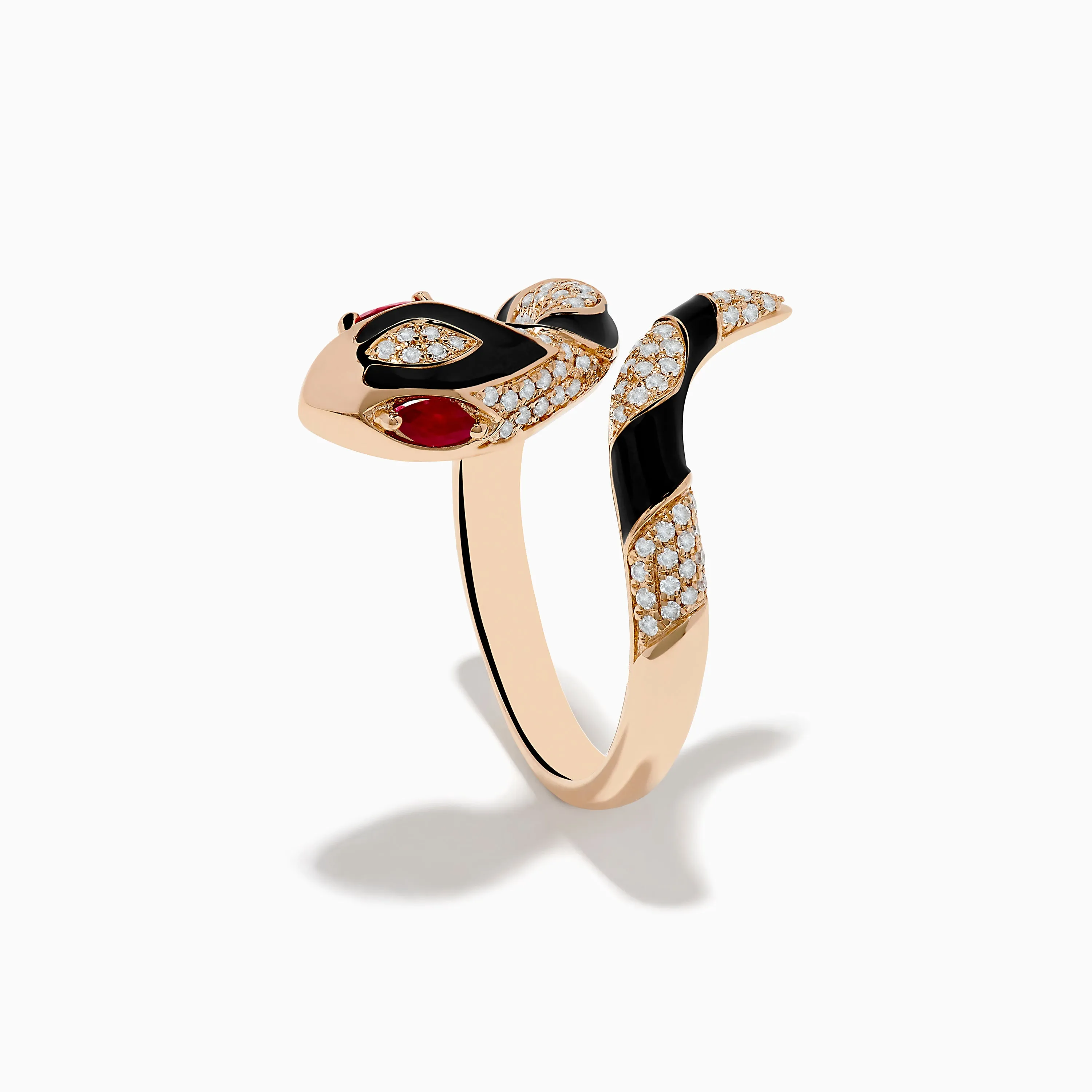 Safari 14K Rose Gold Ruby and Diamond with Black Enamel Snake Ring sold by Effy product image thumbnail 2