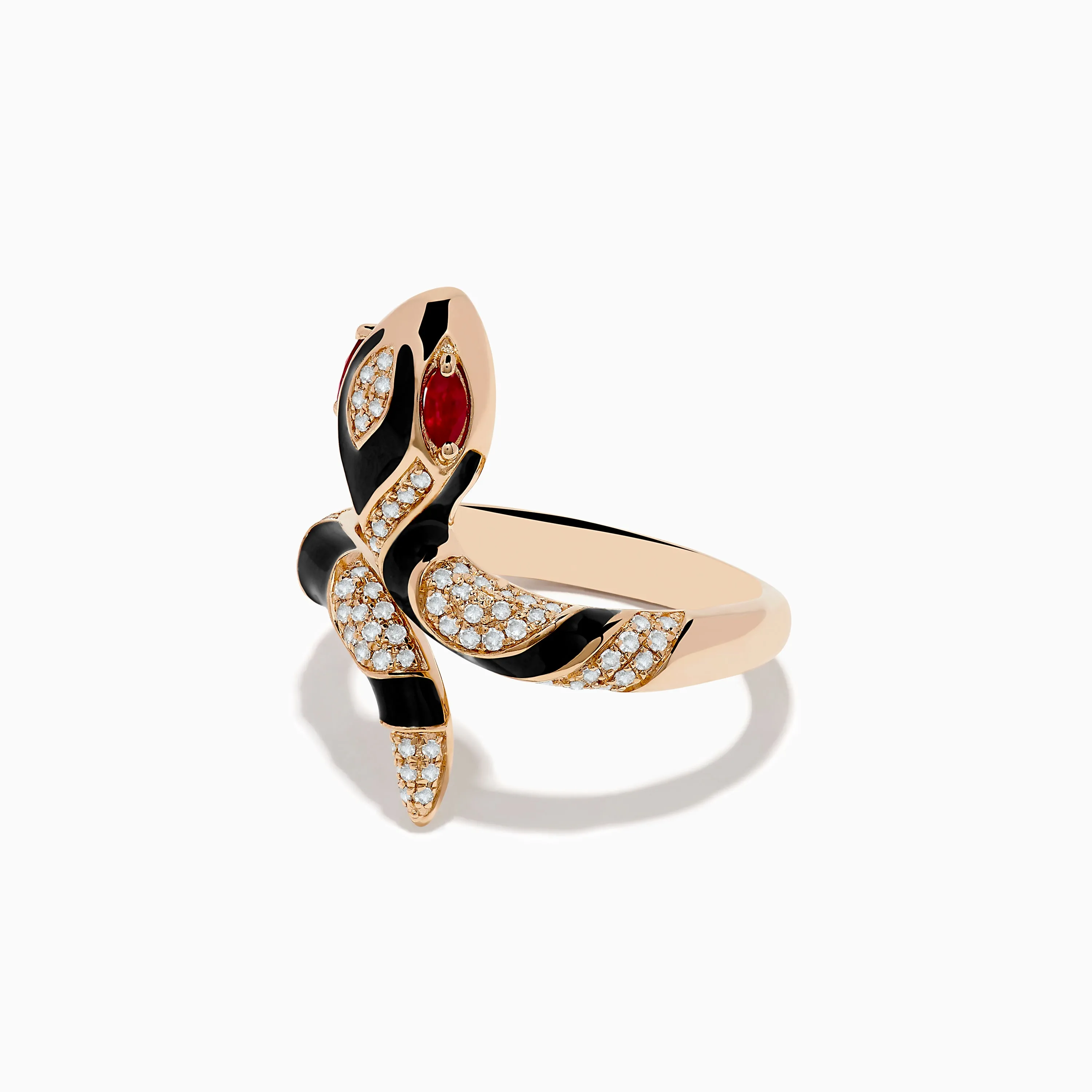 Safari 14K Rose Gold Ruby and Diamond with Black Enamel Snake Ring sold by Effy product image thumbnail 4