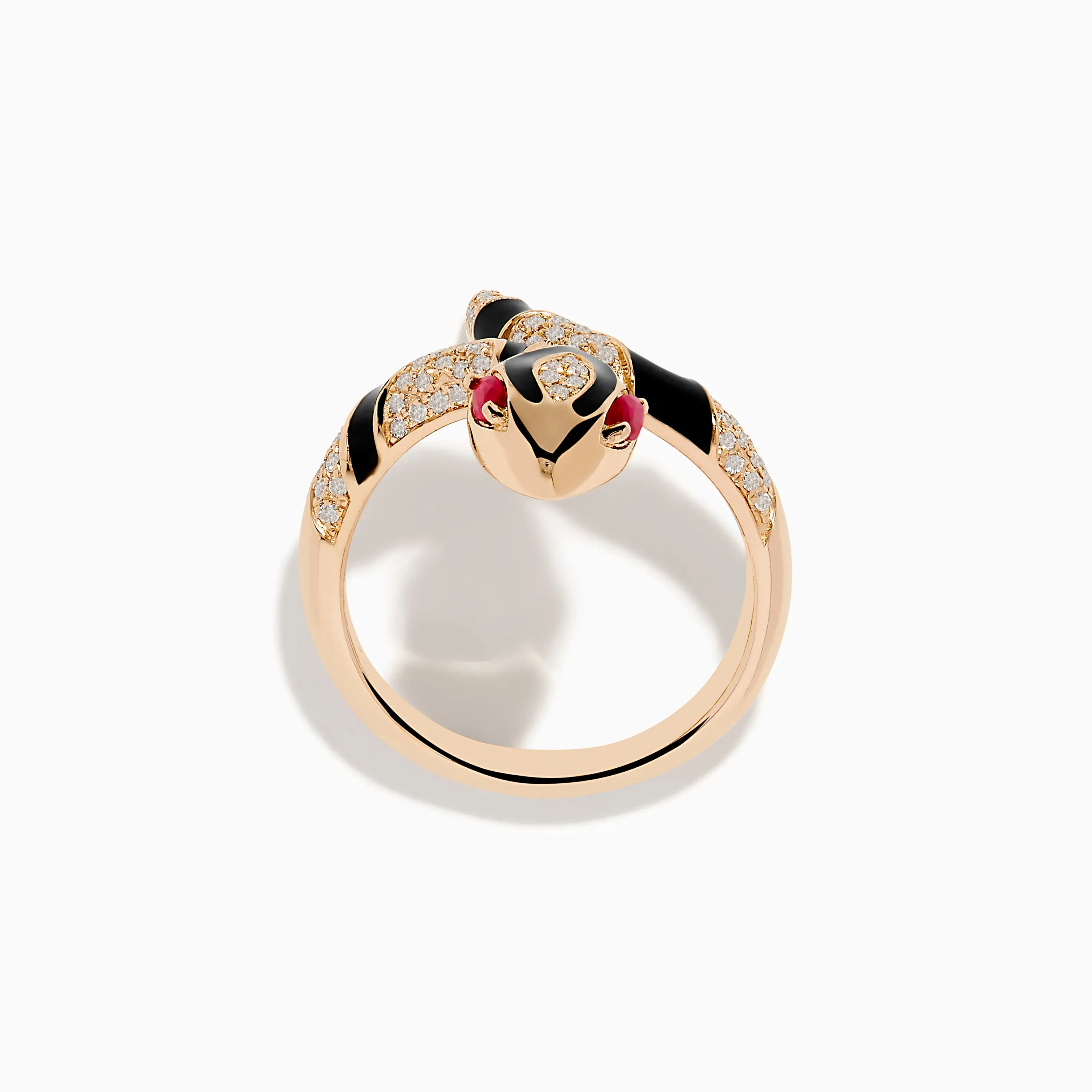 Safari 14K Rose Gold Ruby and Diamond with Black Enamel Snake Ring sold by Effy product image thumbnail 3