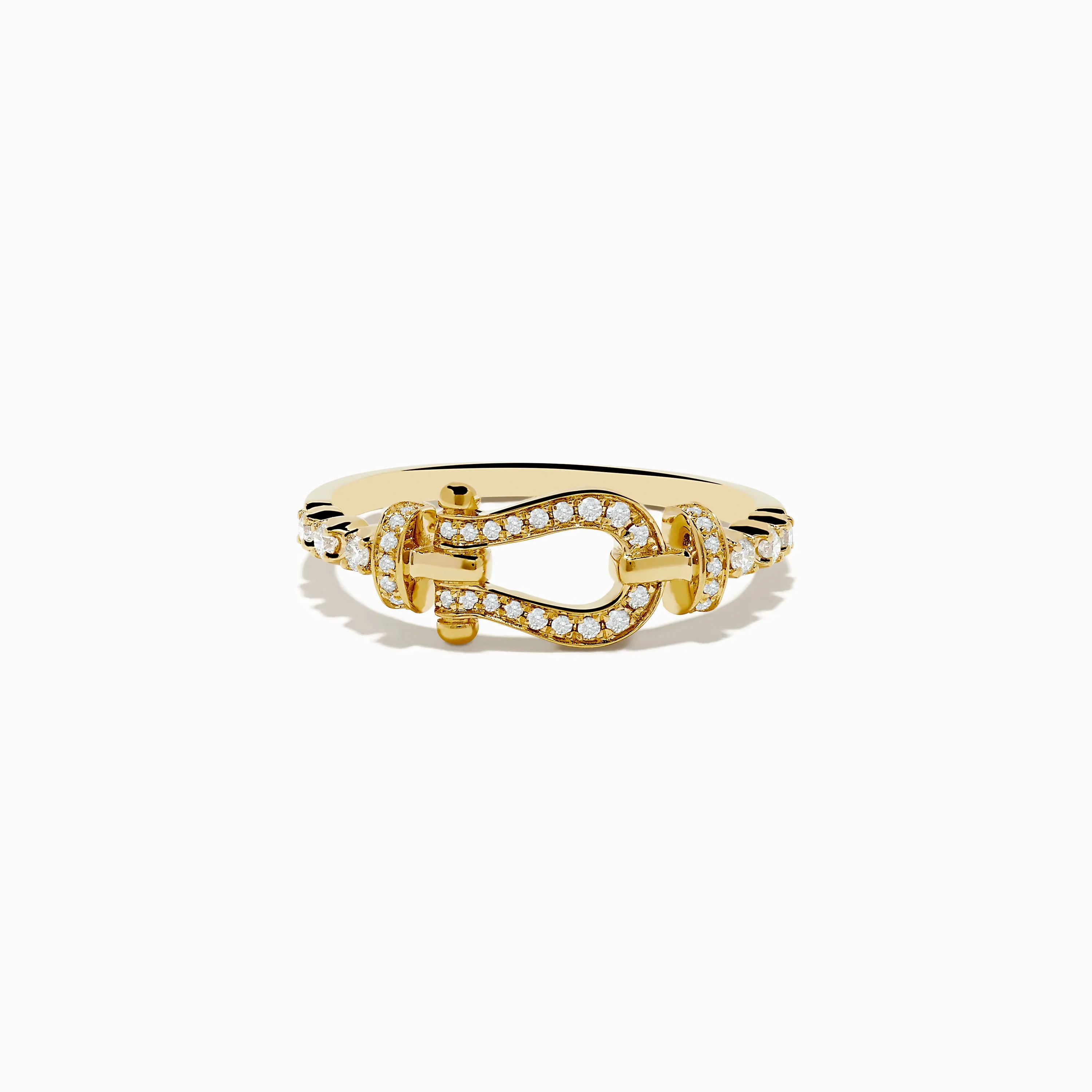 Novelty 14K Yellow Gold Diamond Horseshoe Ring sold by Effy