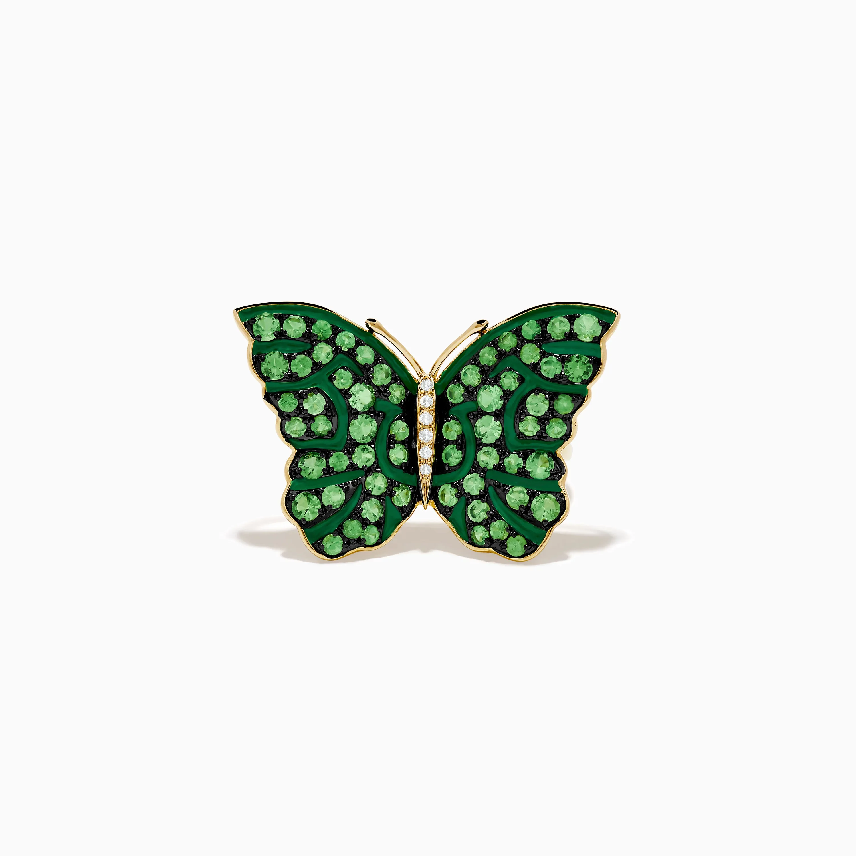 Nature 14K Yellow Gold Tsavorite and Diamond Butterfly Ring sold by Effy