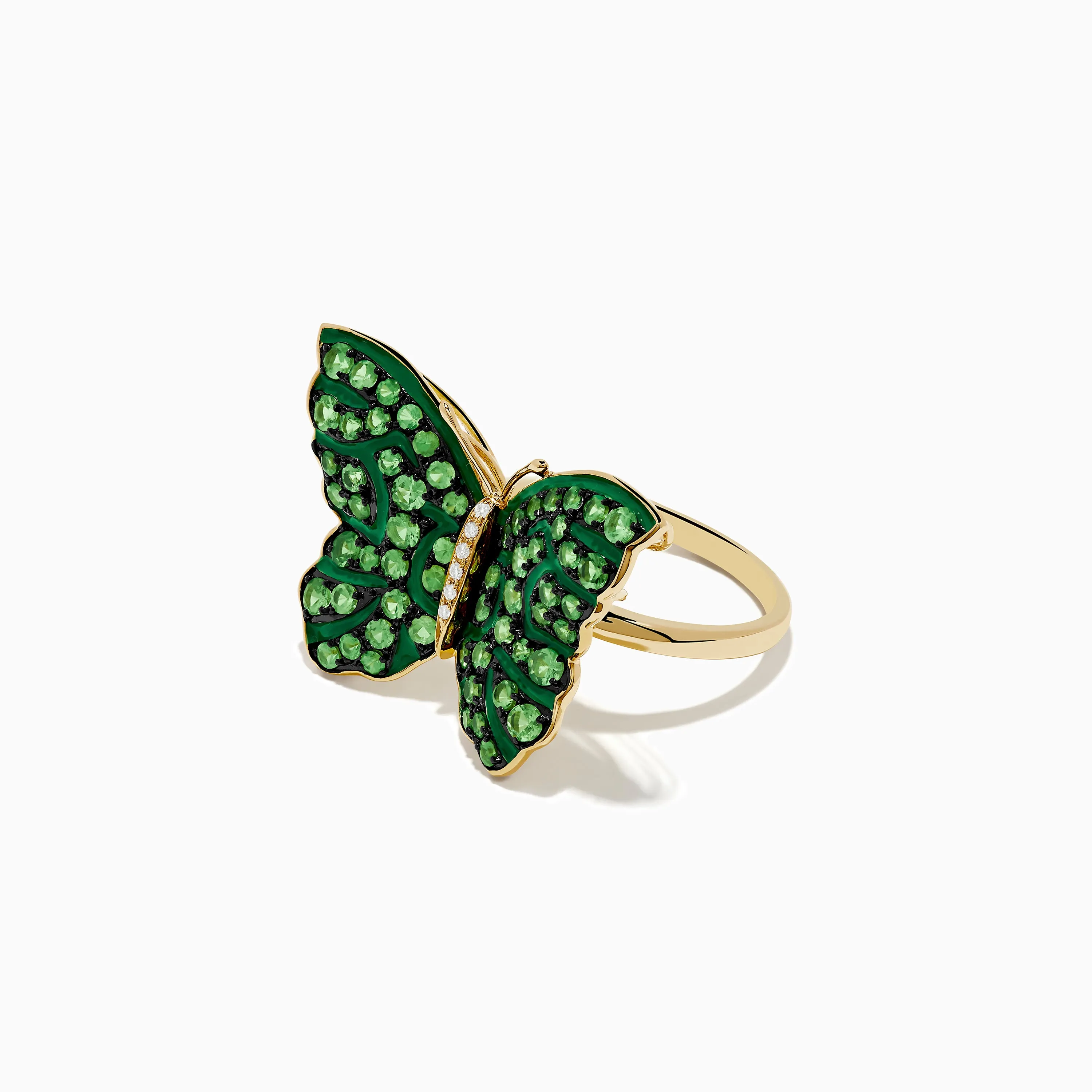 Nature 14K Yellow Gold Tsavorite and Diamond Butterfly Ring sold by Effy product image thumbnail 2