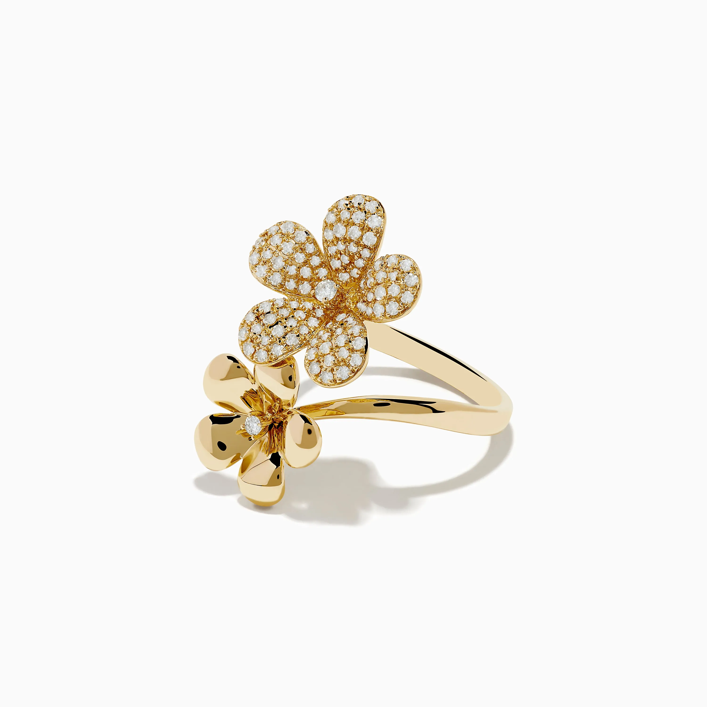 Nature 14K Yellow Gold Diamond Flower Duet Ring sold by Effy product image thumbnail 2