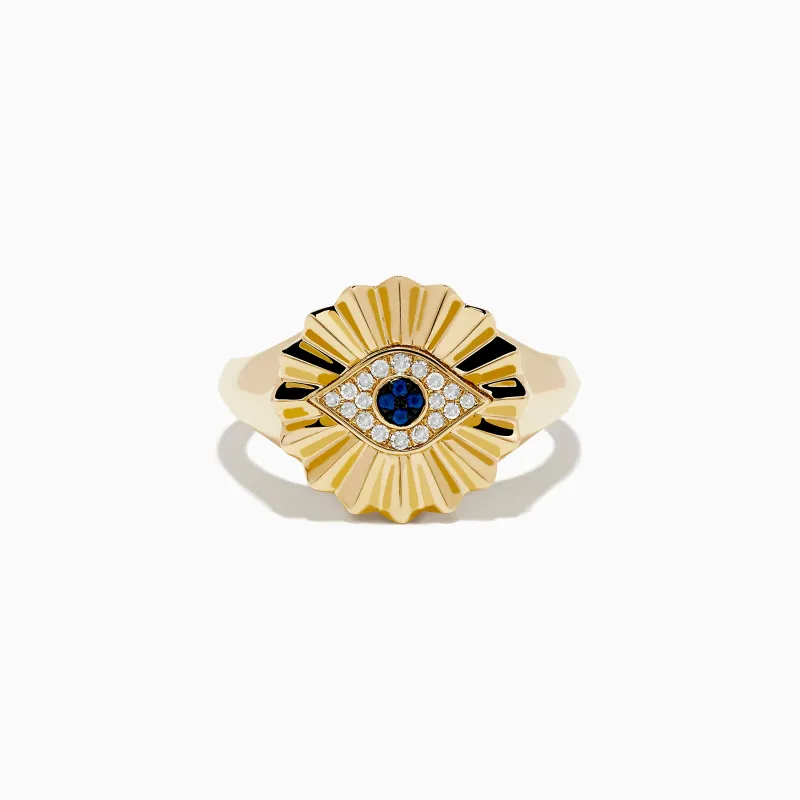 14K Yellow Gold Sapphire and Diamond Evil Eye Ring sold by Effy
