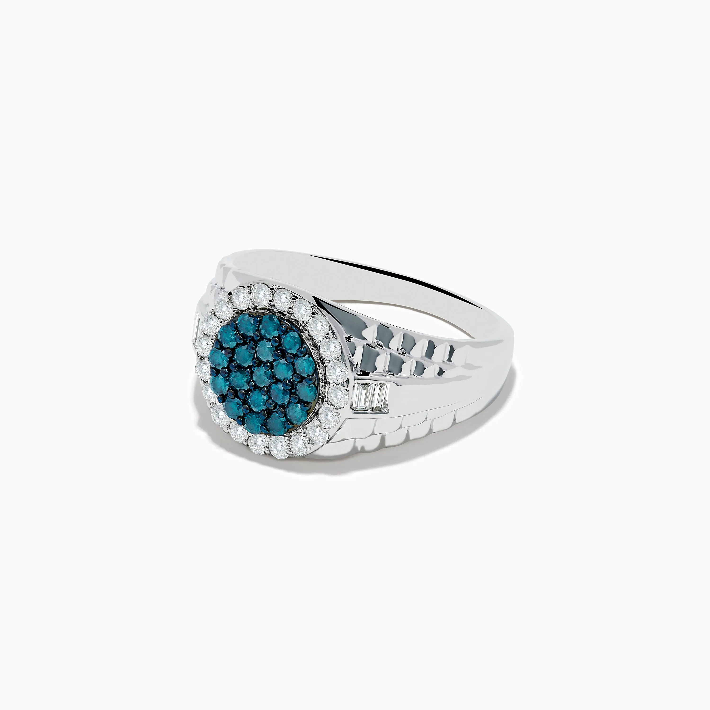 Men's 14K White Gold Blue and White Diamond Ring sold by Effy product image thumbnail 2