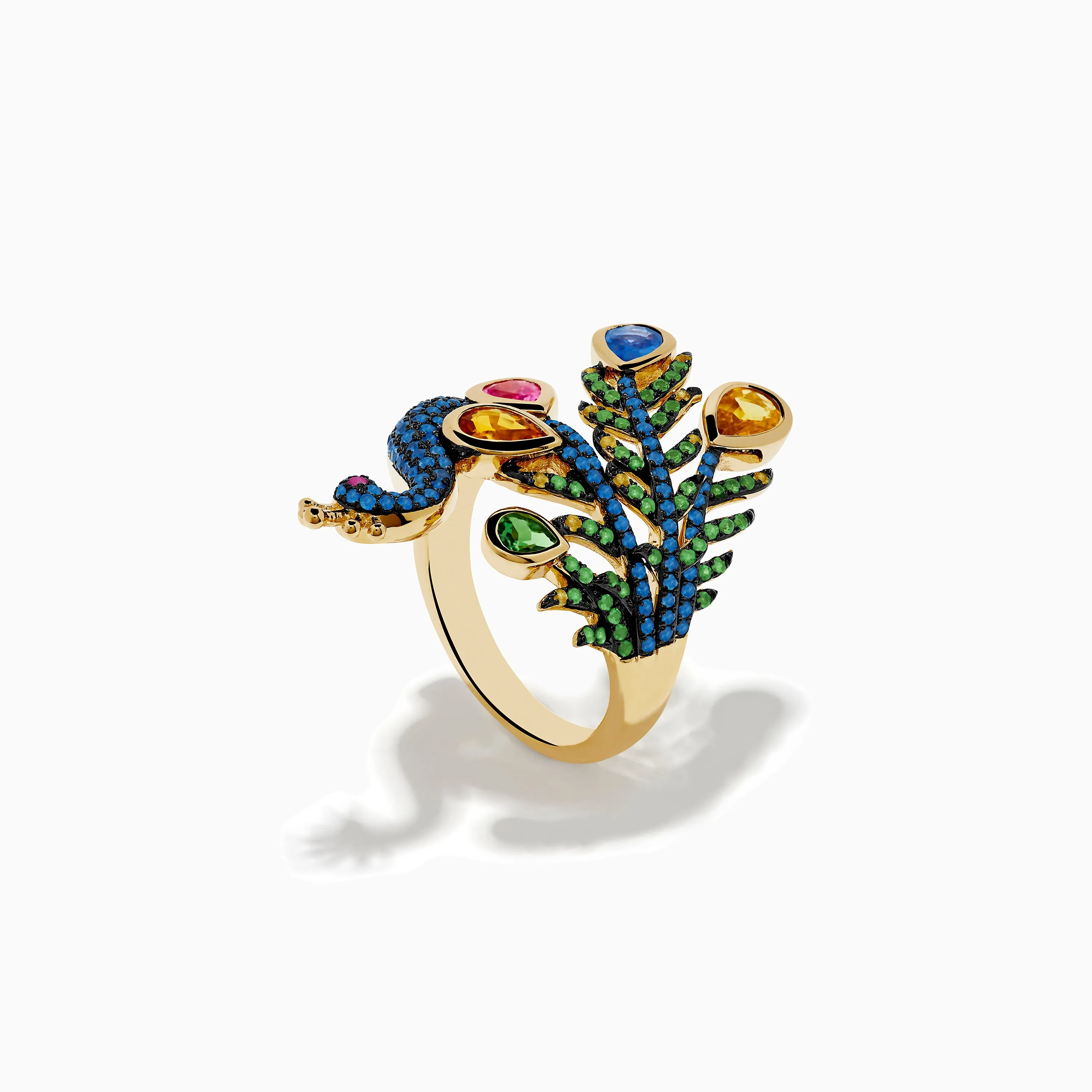 Safari 14K Yellow Gold Multi Sapphire Peacock Ring sold by Effy product image thumbnail 3