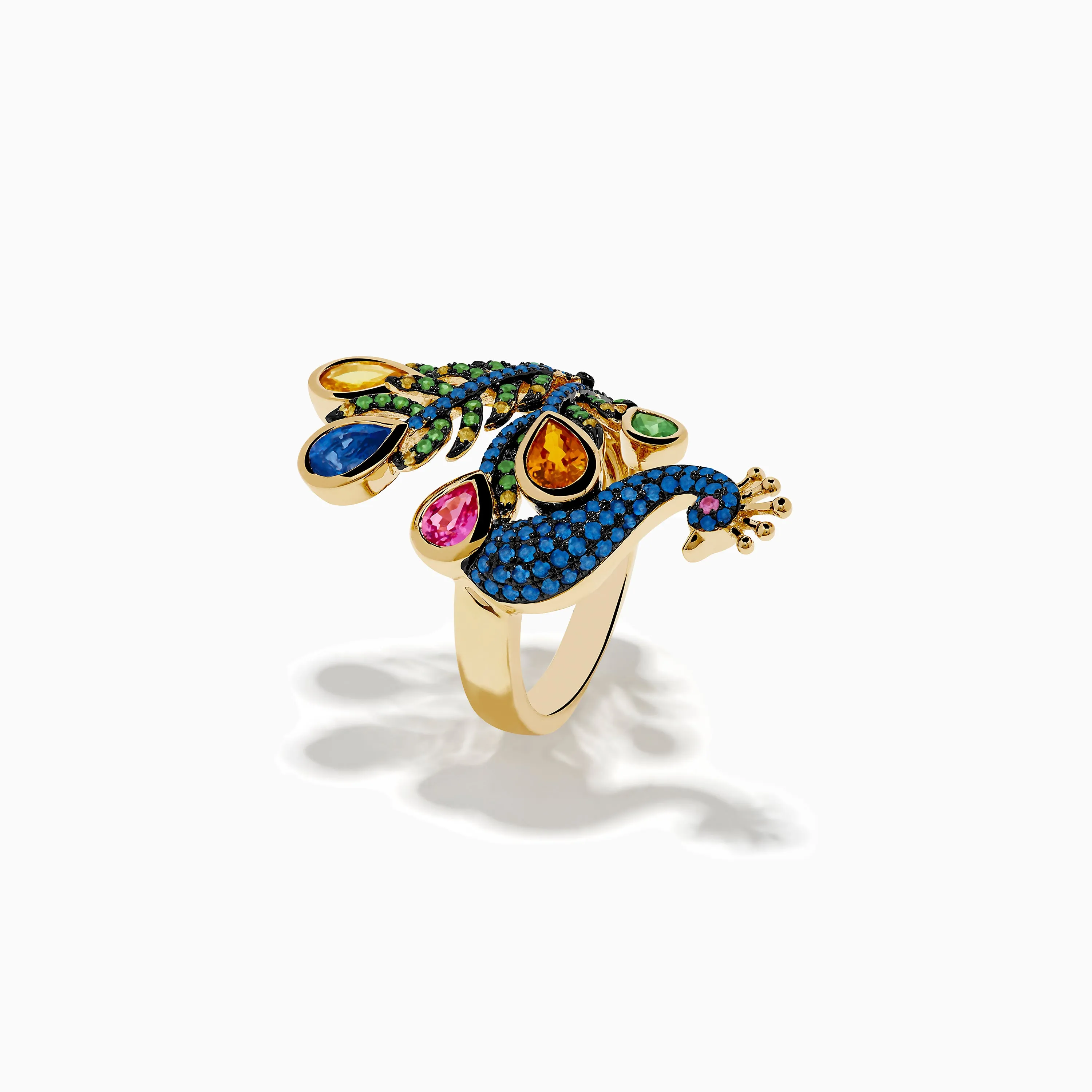 Safari 14K Yellow Gold Multi Sapphire Peacock Ring sold by Effy product image thumbnail 4