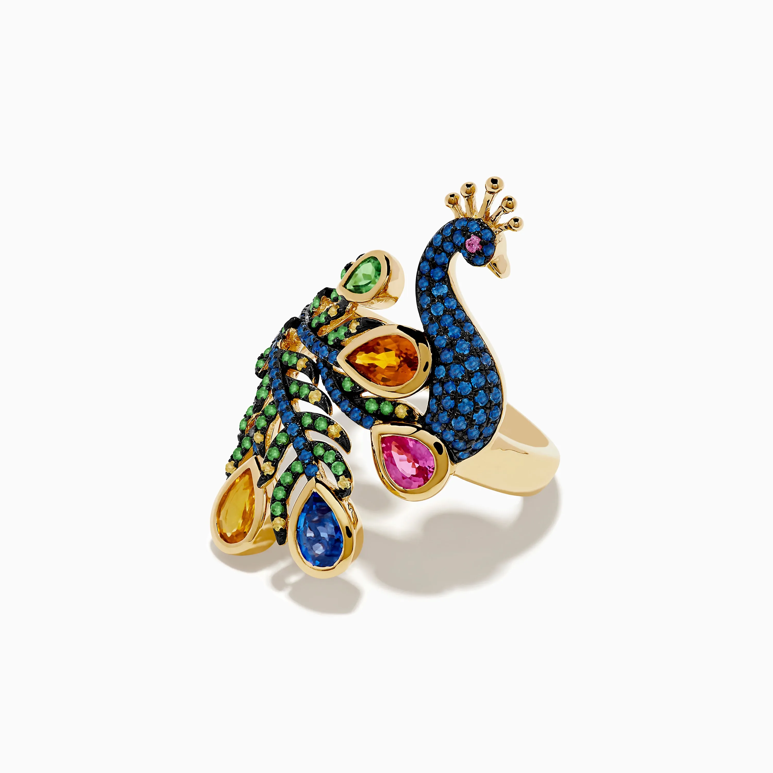 Safari 14K Yellow Gold Multi Sapphire Peacock Ring sold by Effy product image thumbnail 2