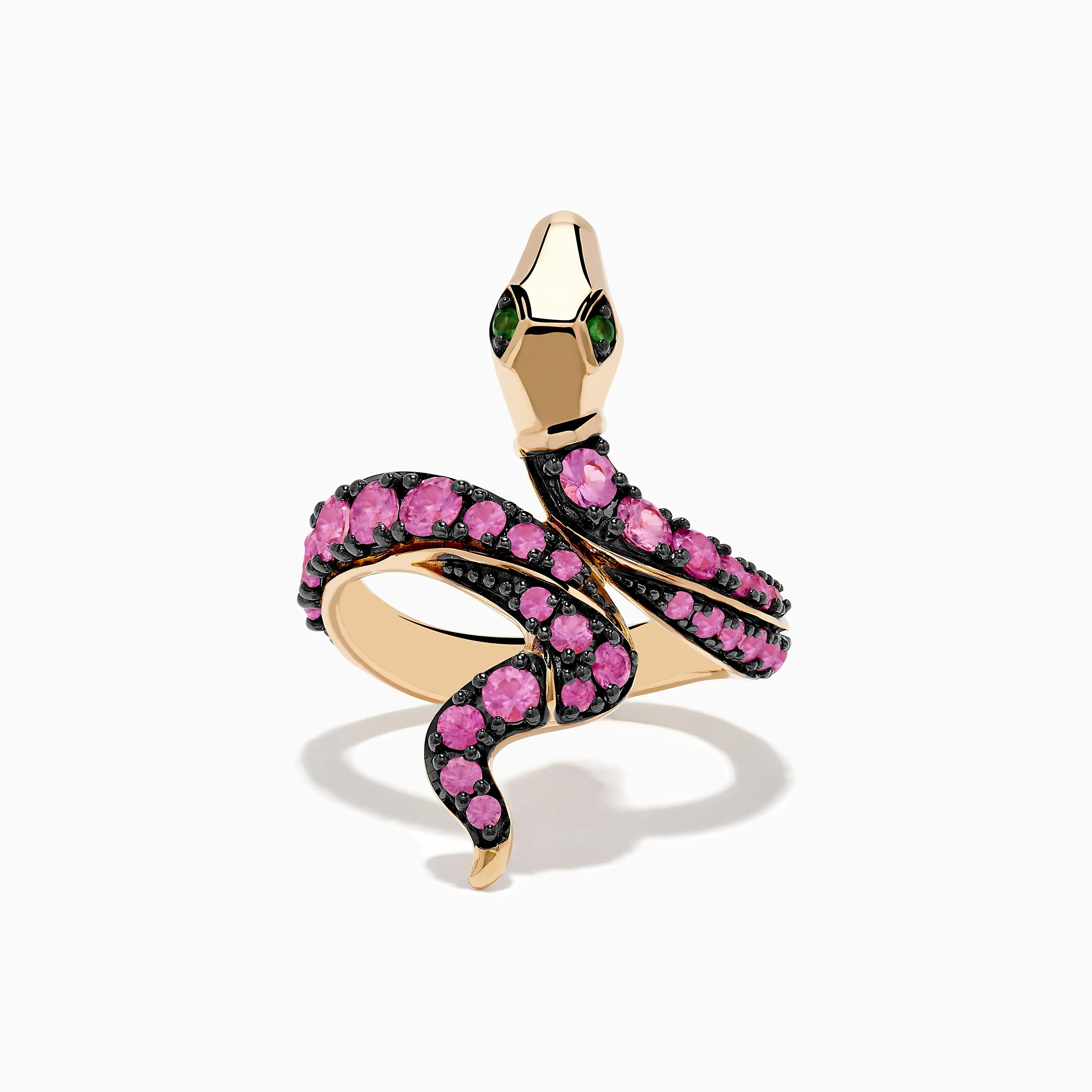 Safari 14K Rose Gold Pink Sapphire and Tsavorite Snake Ring sold by Effy