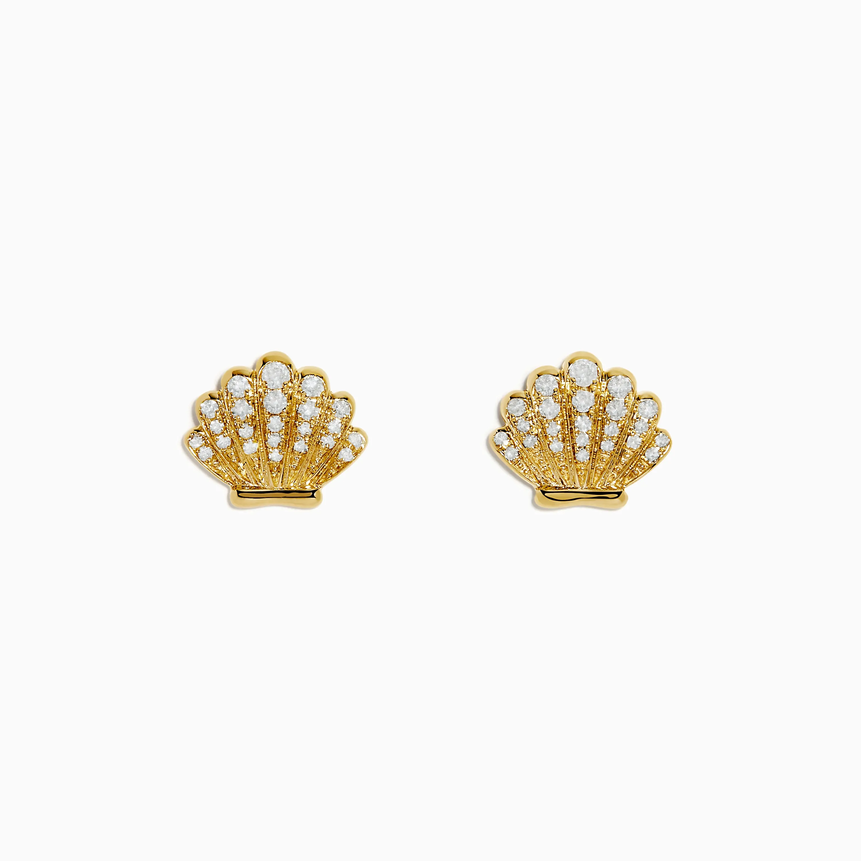 Seaside 14K Yellow Gold Diamond Seashell Earrings sold by Effy