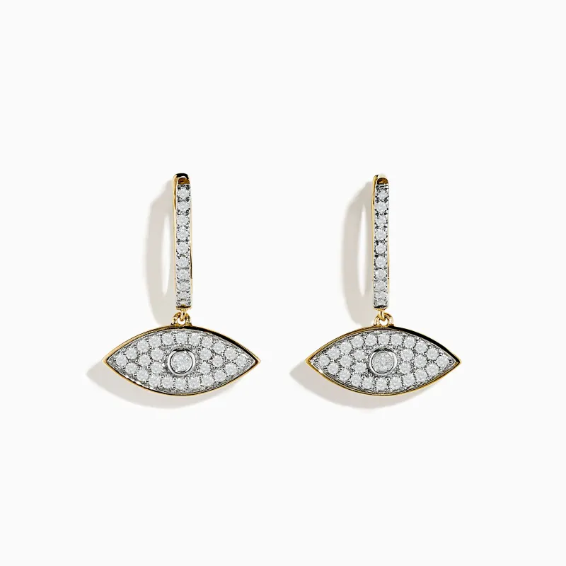 Novelty 14K Yellow Gold Diamond Evil Eye Earrings sold by Effy