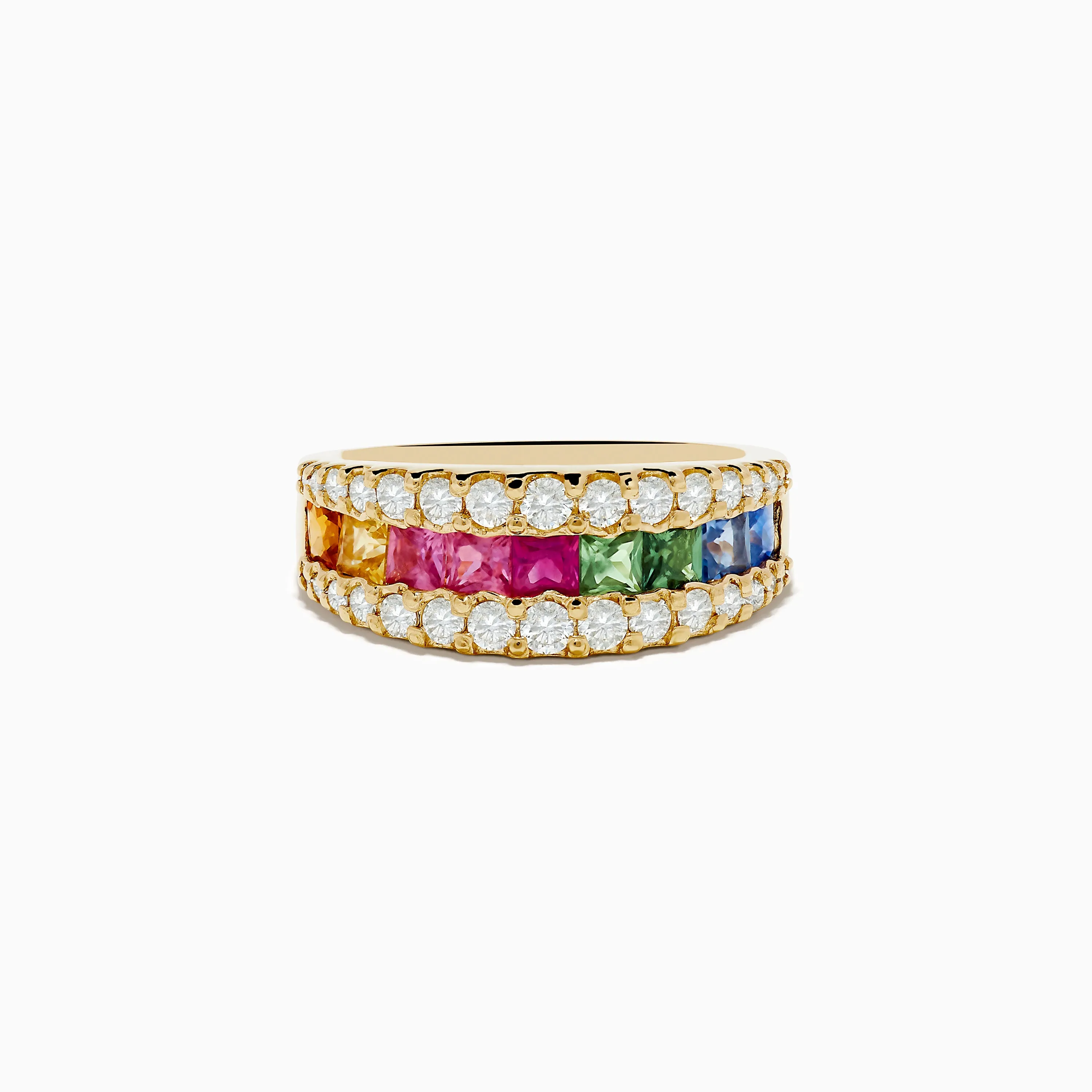 Watercolors 14K Yellow Gold Multi Color Sapphire and Diamond Ring sold by Effy