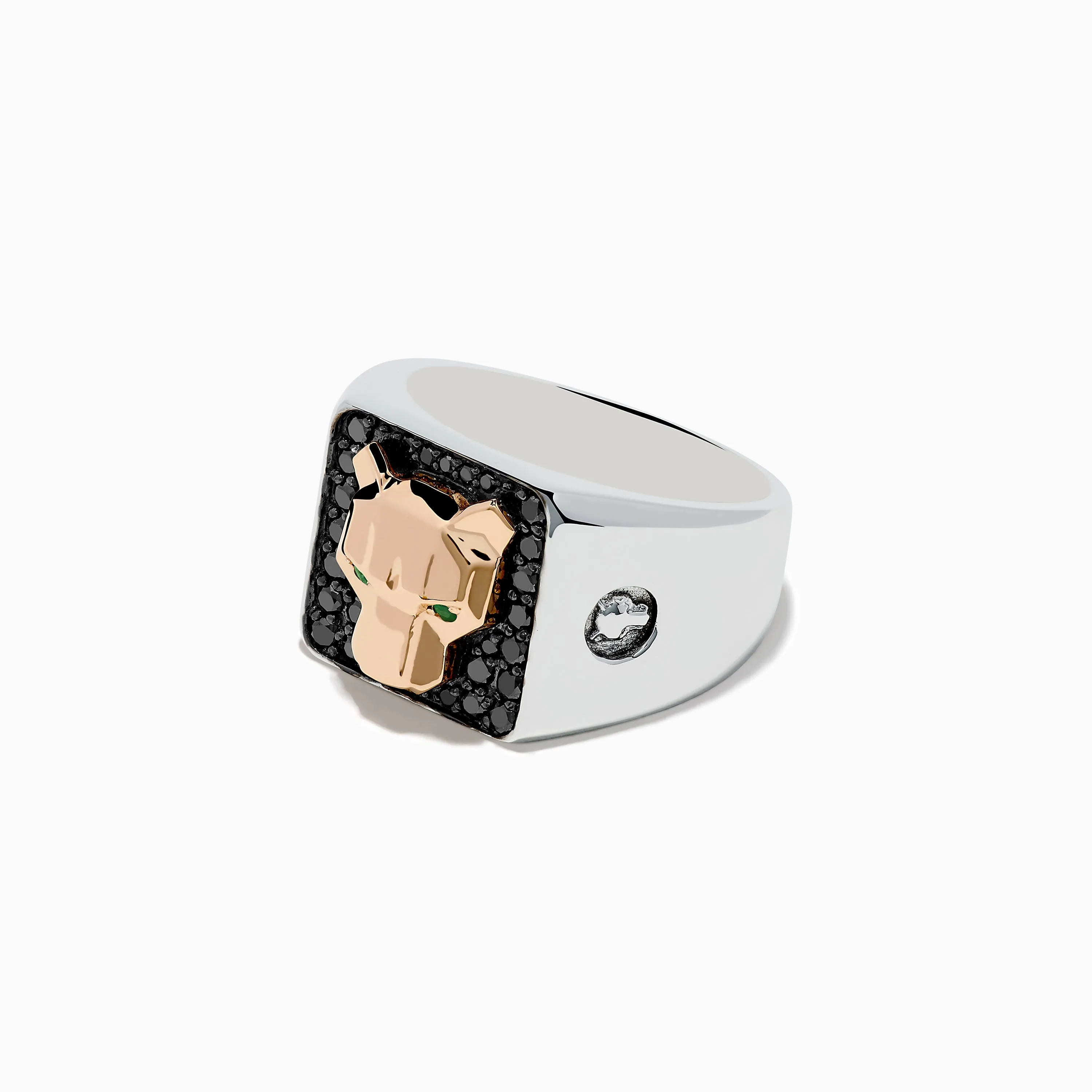 Men's SIgnature 14K Two Tone Black Diamond and Emerald Panther Ring sold by Effy product image thumbnail 2