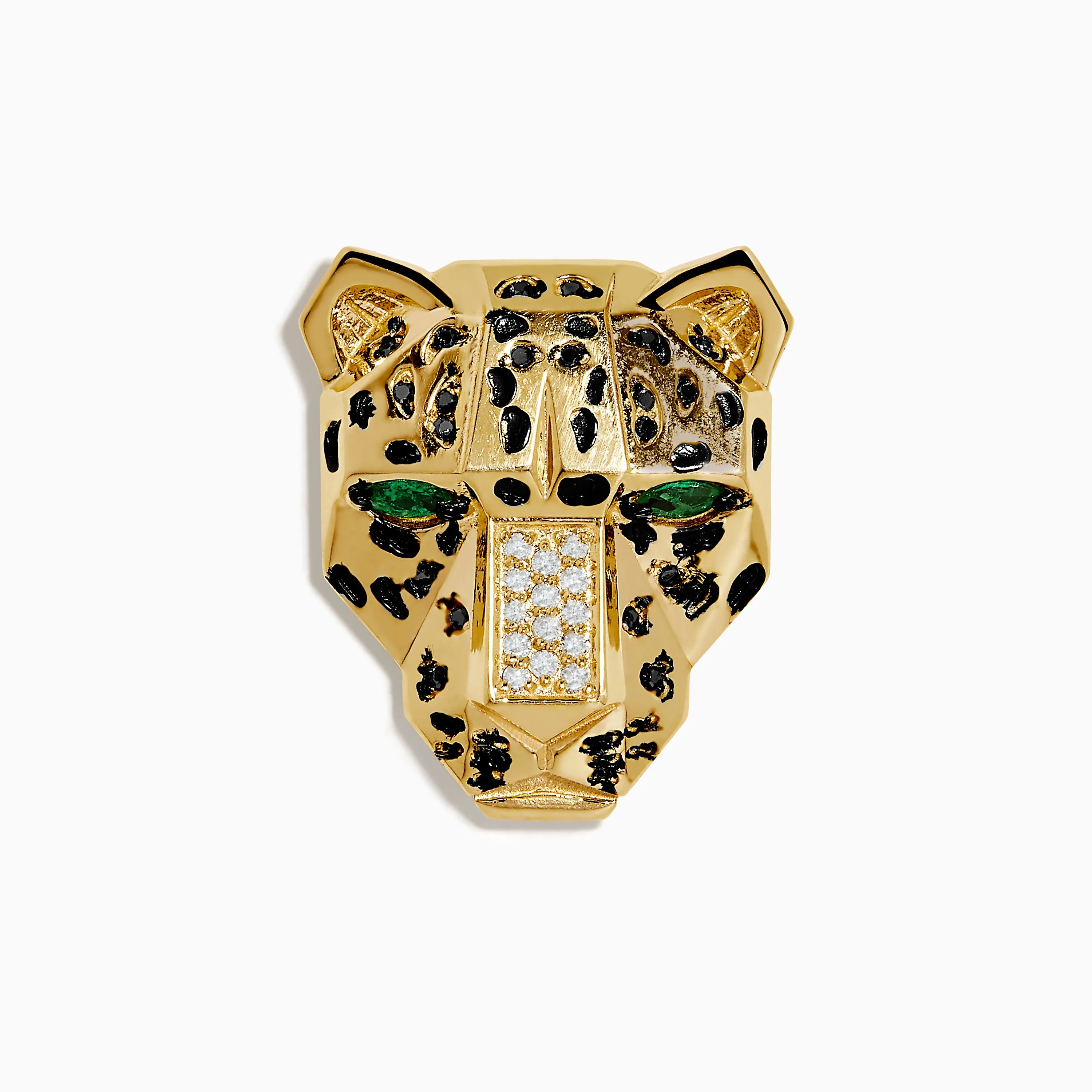 Signature 14K Yellow Gold Diamond and Emerald Panther Pin sold by Effy