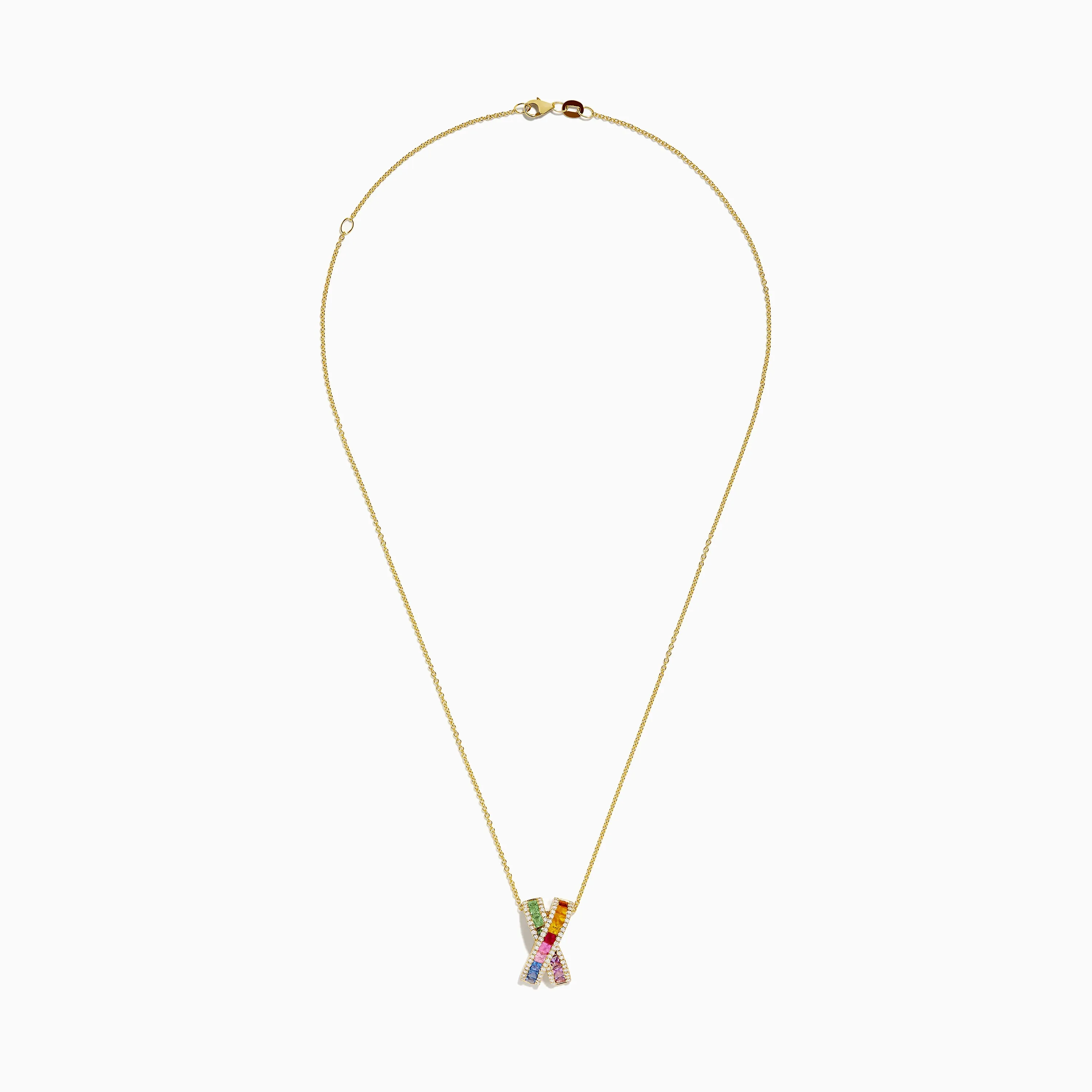 Watercolors 14K Yellow Gold Diamond Multi Color Sapphire X Pendant sold by Effy product image thumbnail 2