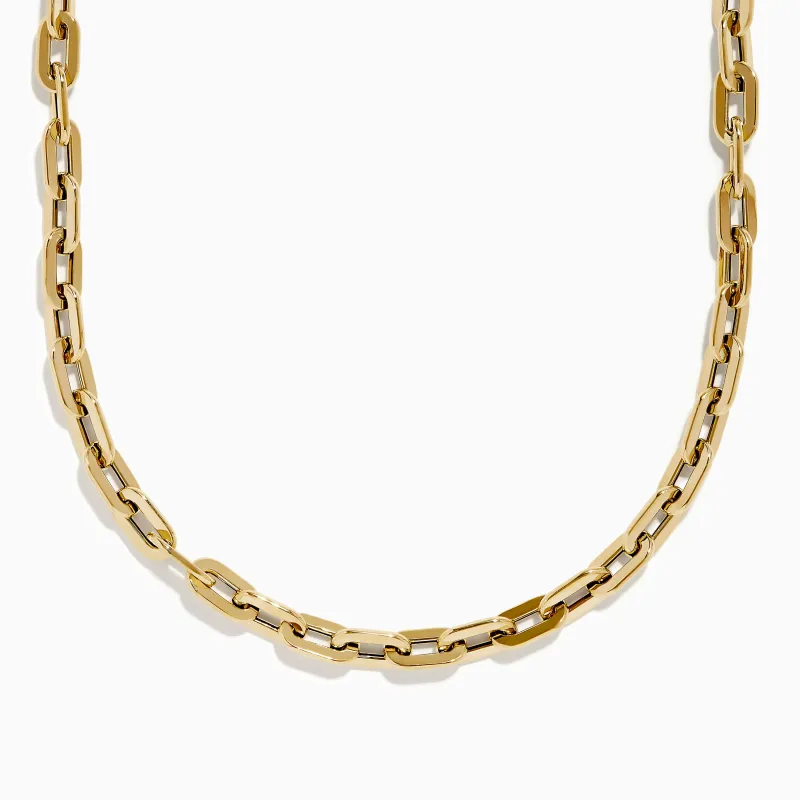 14K Yellow Gold 18" Hollow Oval Link Chain sold by Effy