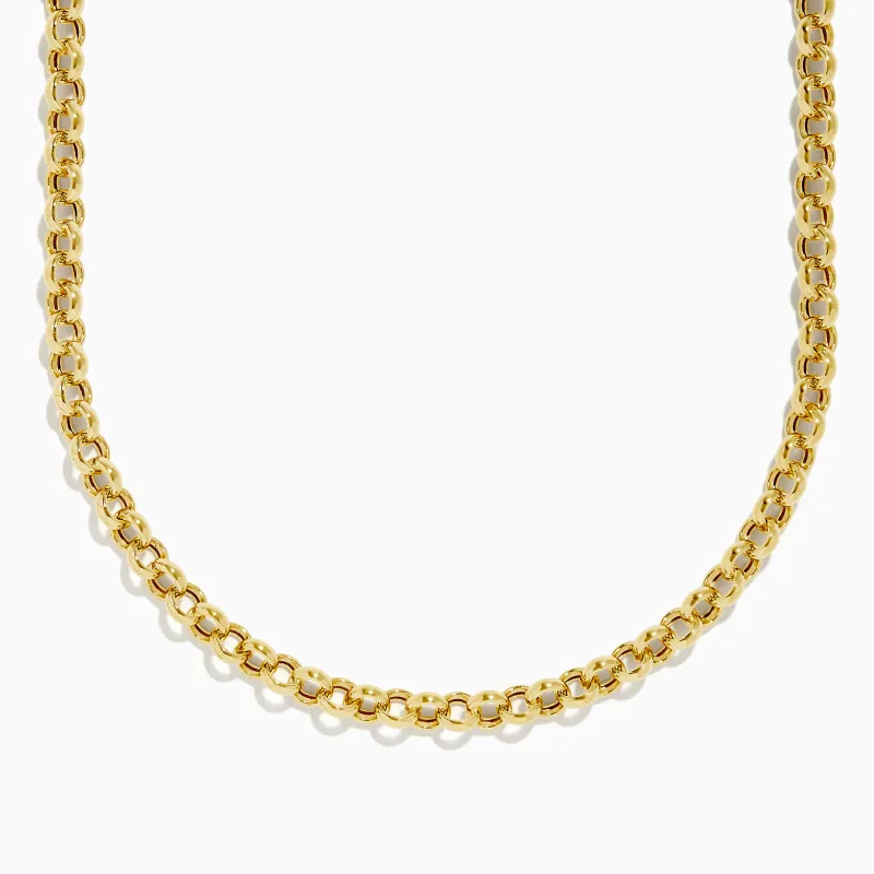 14K Yellow Gold 18" Hollow Rolo Chain sold by Effy