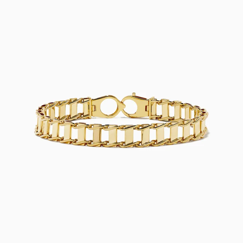Men's 14K Yellow Gold Hollow Railroad Bracelet sold by Effy
