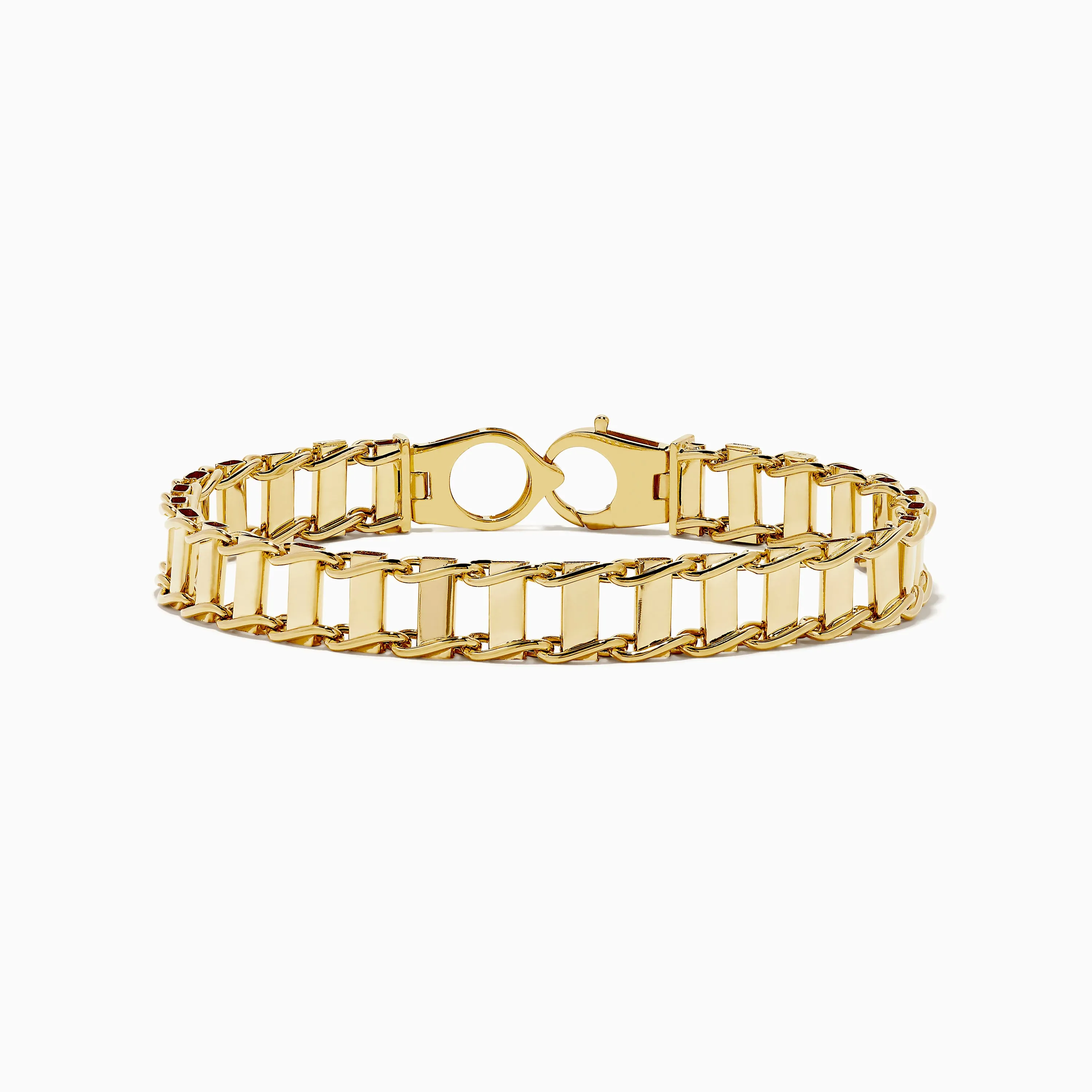 Men's 14K Yellow Gold Hollow Railroad Bracelet sold by Effy
