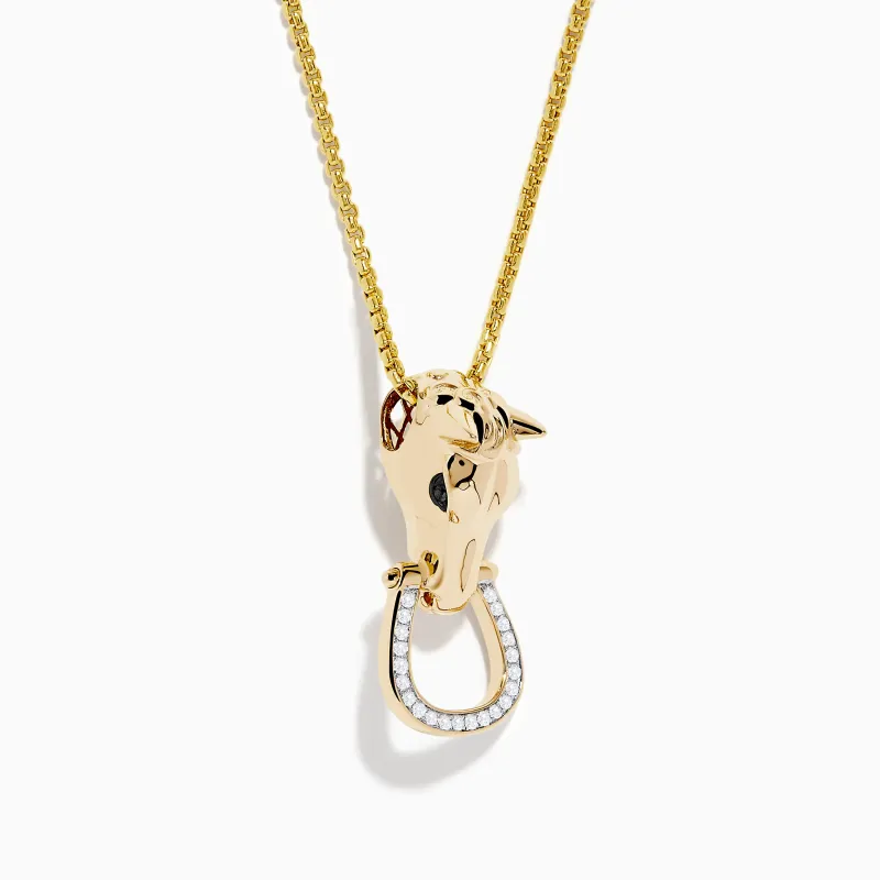 Men's 14K Yellow Gold Diamond Horse Pendant sold by Effy