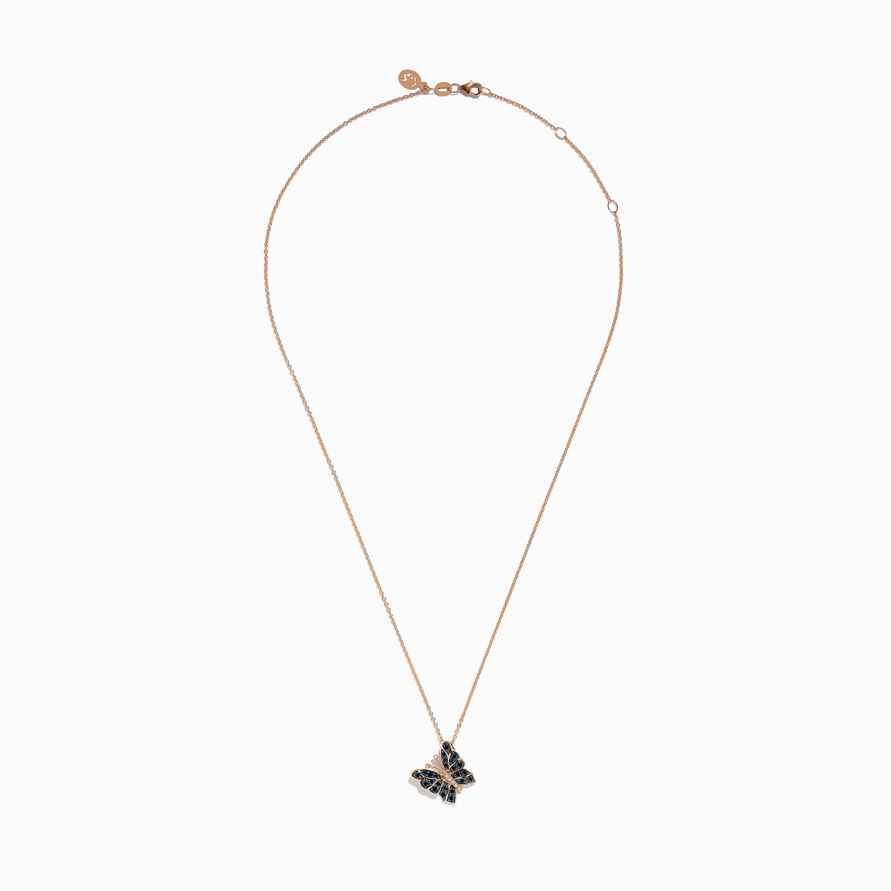 Bella Bleu 14K Rose Gold White and Blue Diamond Butterfly Pendant sold by Effy product image thumbnail 2