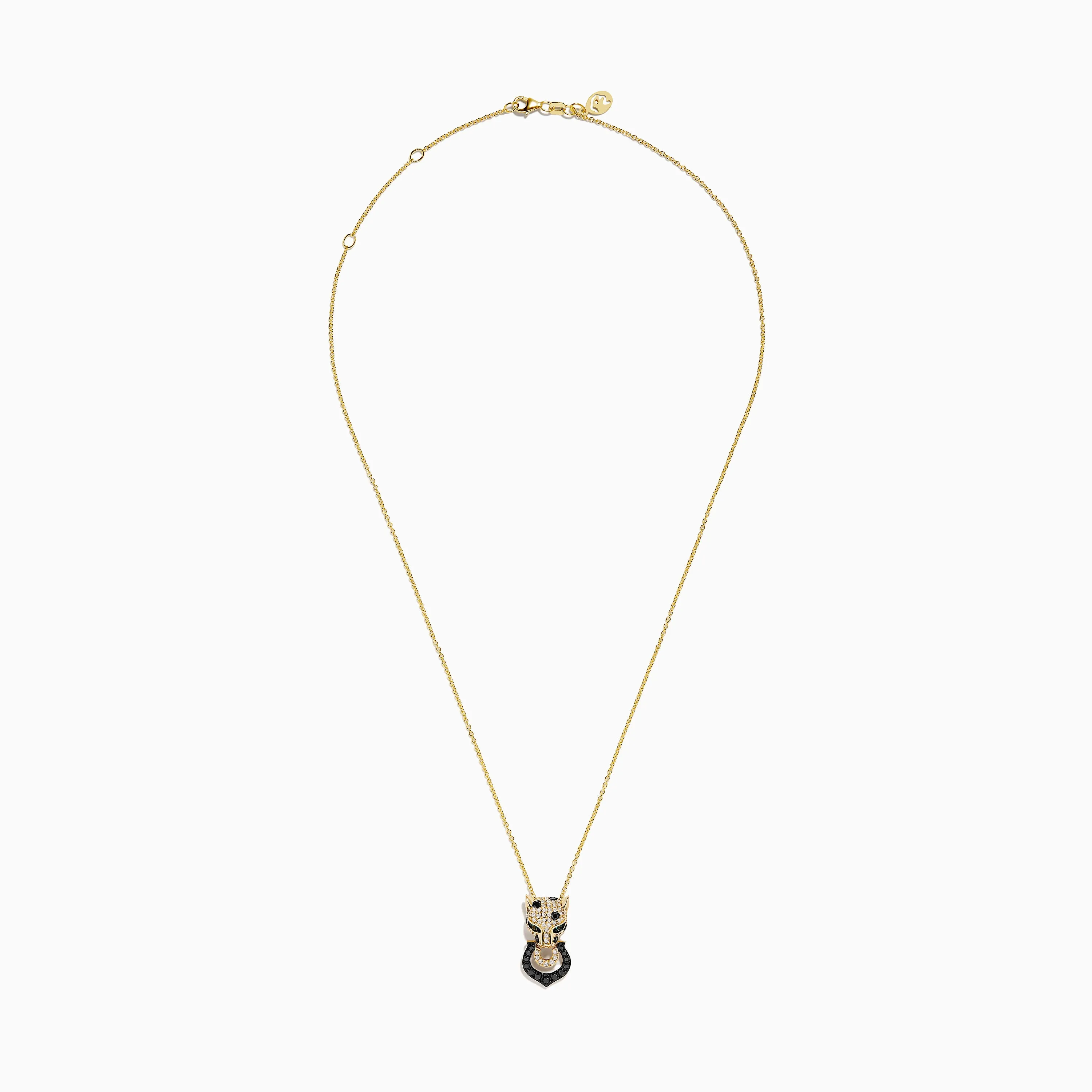 Signature 14K Yellow Gold White and Black Diamond Panther Pendant sold by Effy product image thumbnail 2