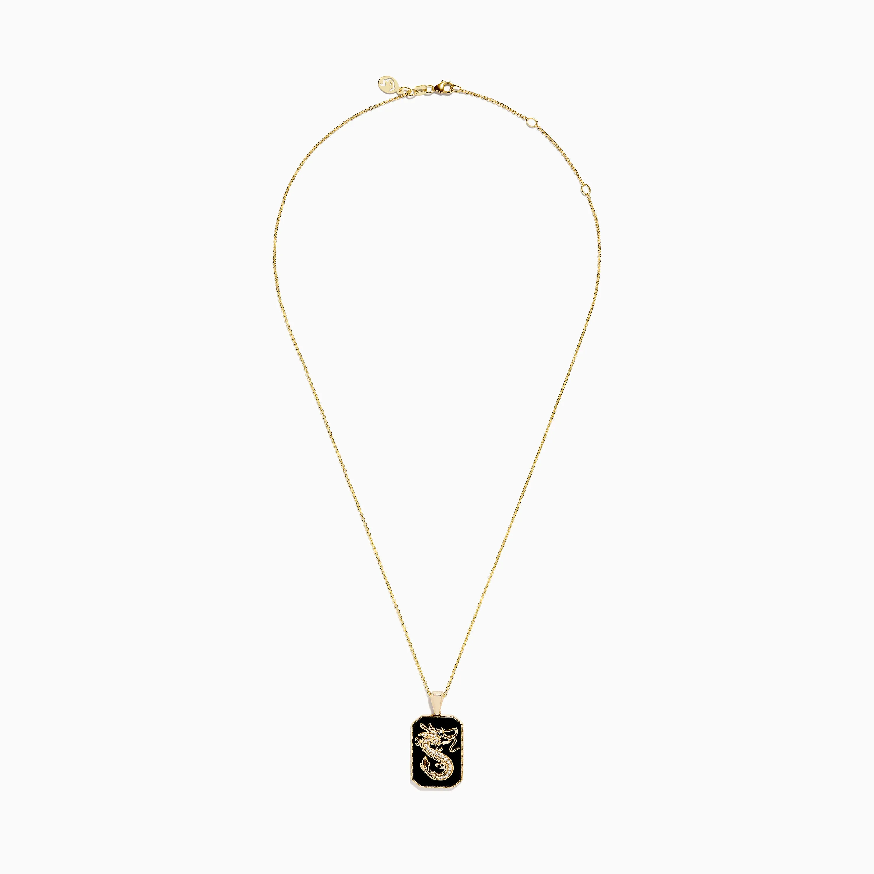 Men's 14K Yellow Gold White and Black Diamond Agate Dragon Dog Tag Pendant sold by Effy product image thumbnail 2