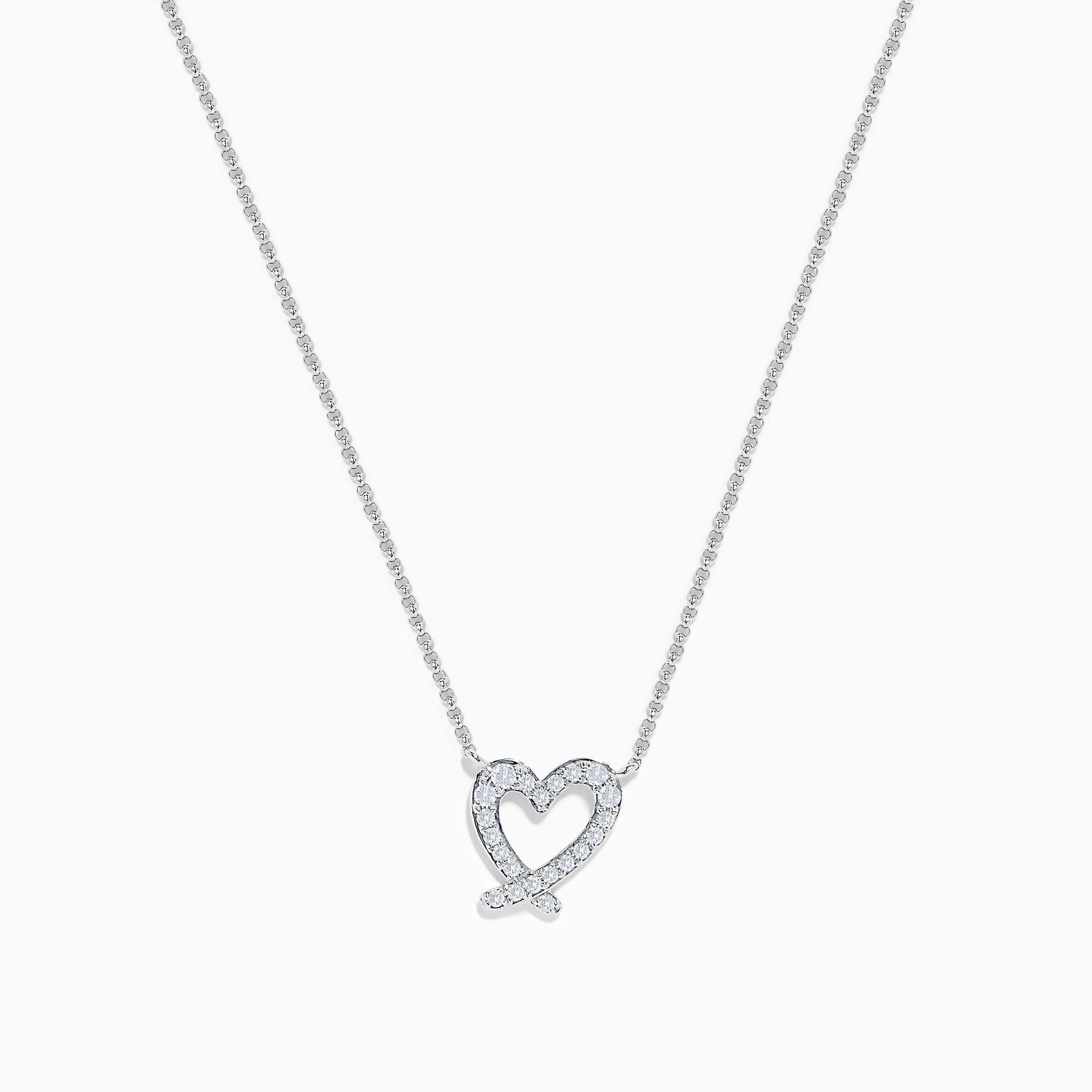 14K White Gold Diamond Open Heart Necklace sold by Effy