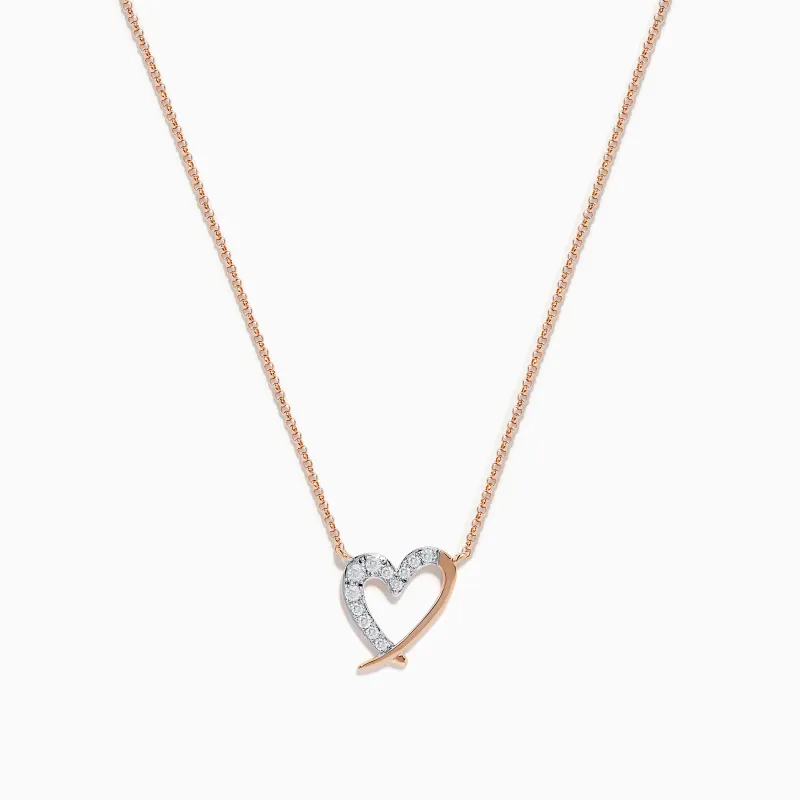 14K Rose Gold Diamond Open Heart Necklace sold by Effy