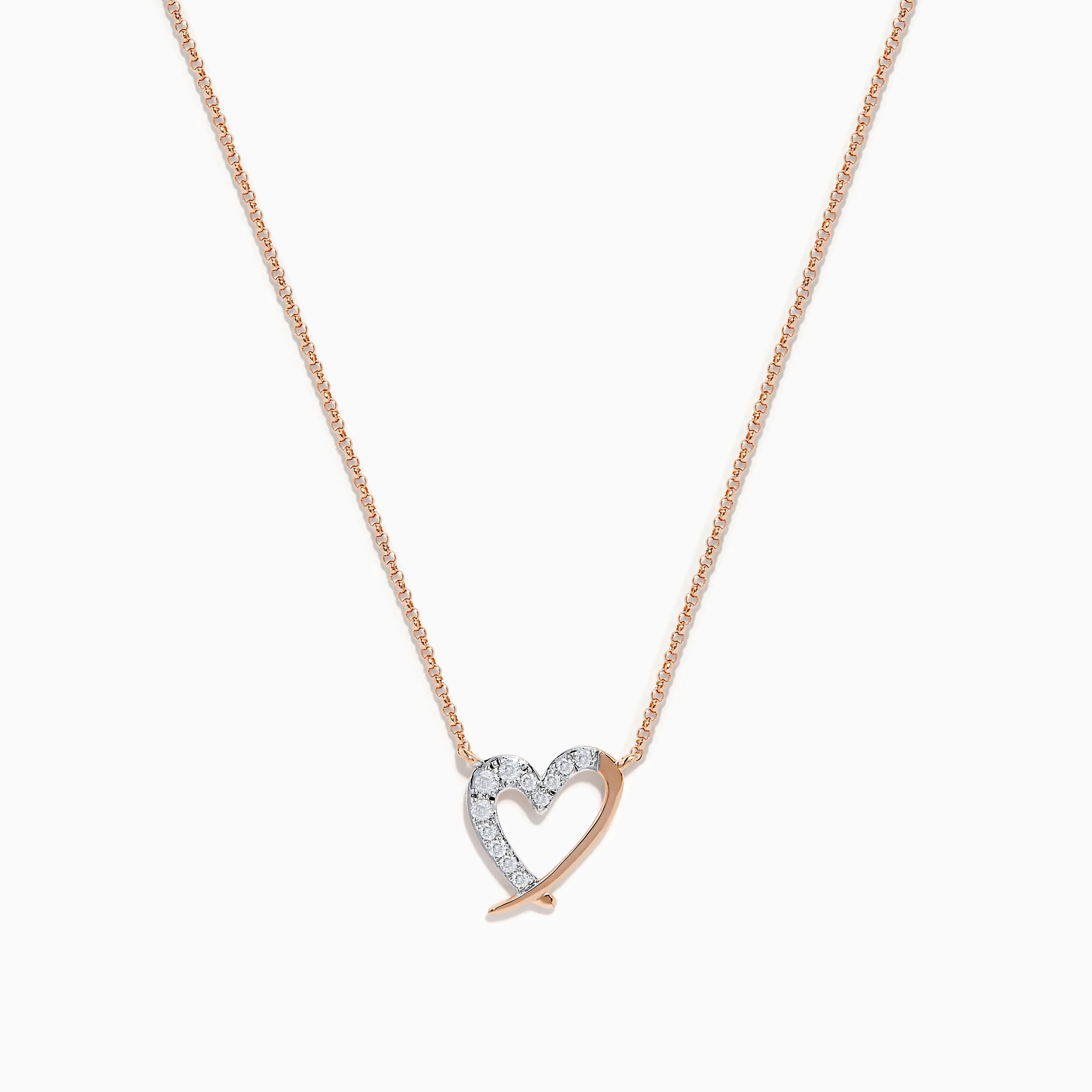 14K Rose Gold Diamond Open Heart Necklace sold by Effy