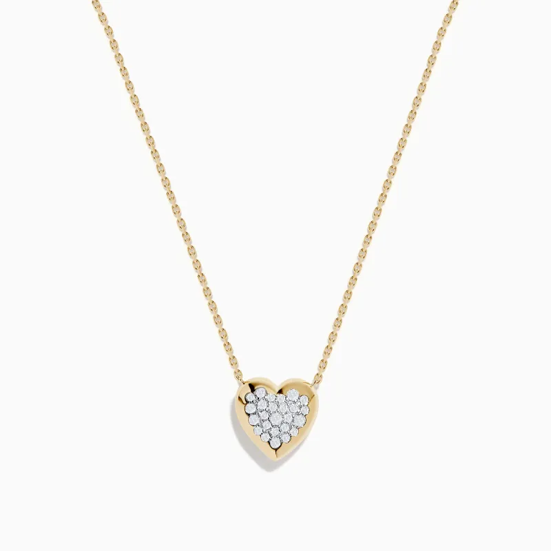14K Yellow Gold Diamond Pave Heart Necklace sold by Effy