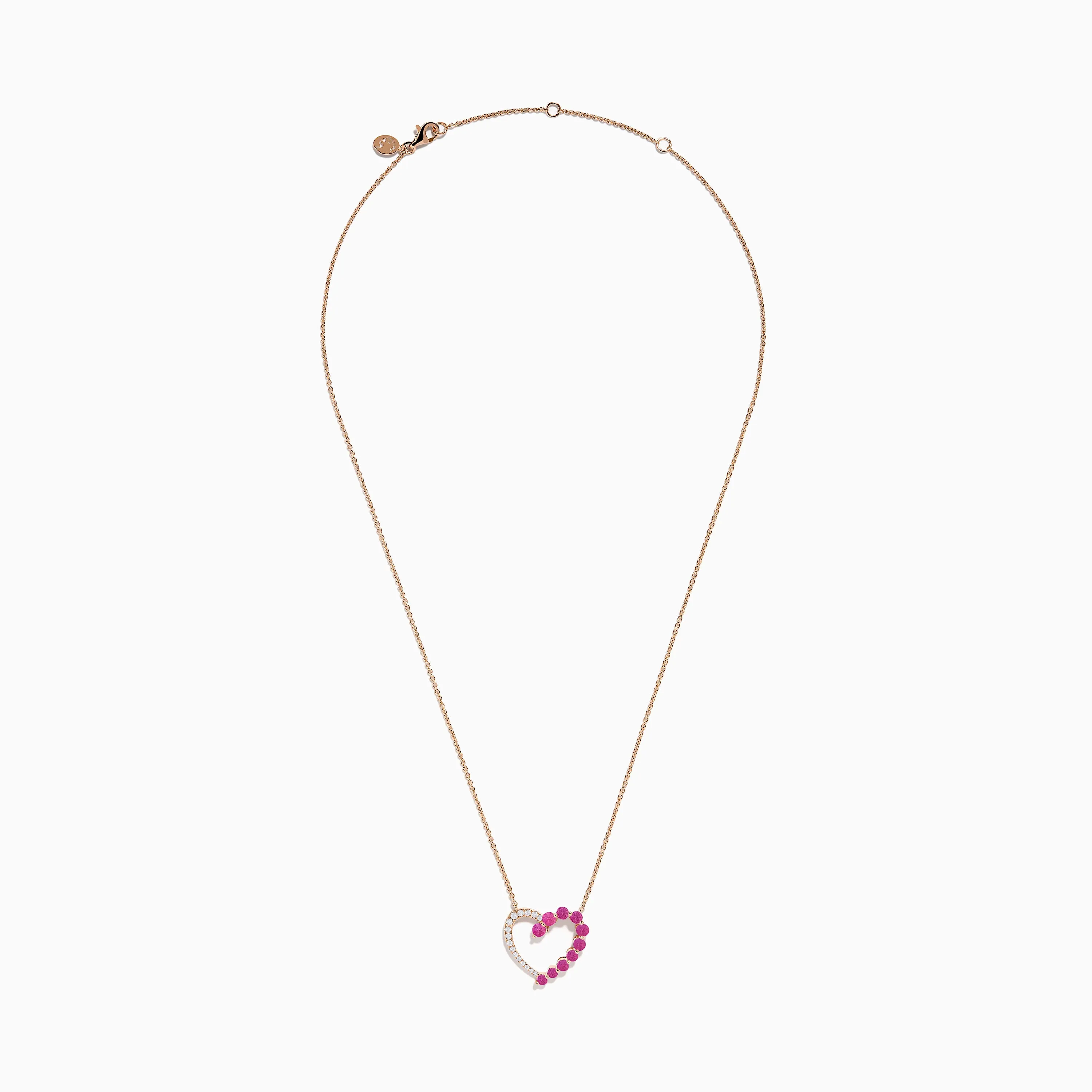 14K Rose Gold Pink Sapphire and Diamond Open Heart Necklace sold by Effy product image thumbnail 2