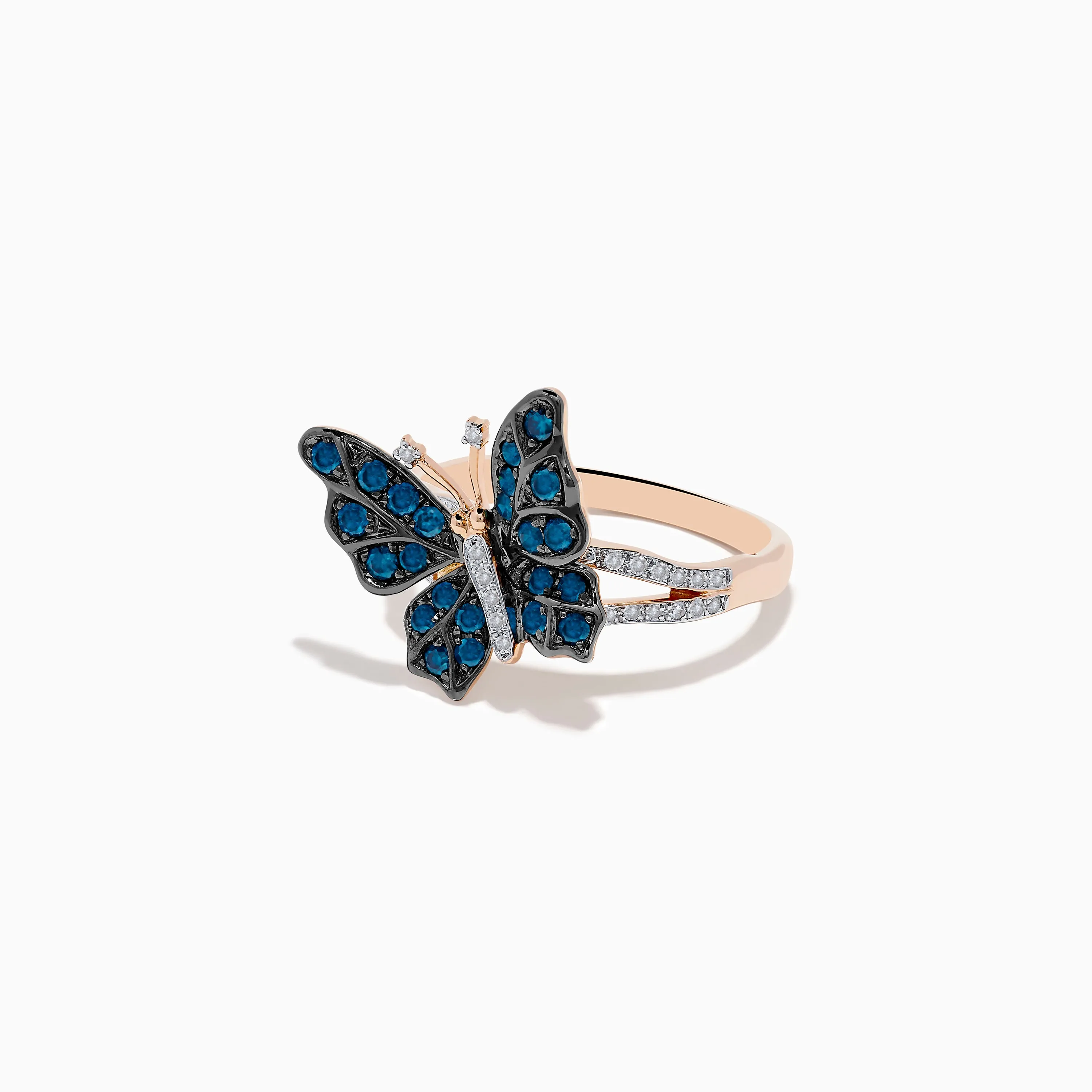 Bella Bleu 14K Rose Gold White and Blue Diamond Butterfly Ring sold by Effy product image thumbnail 2