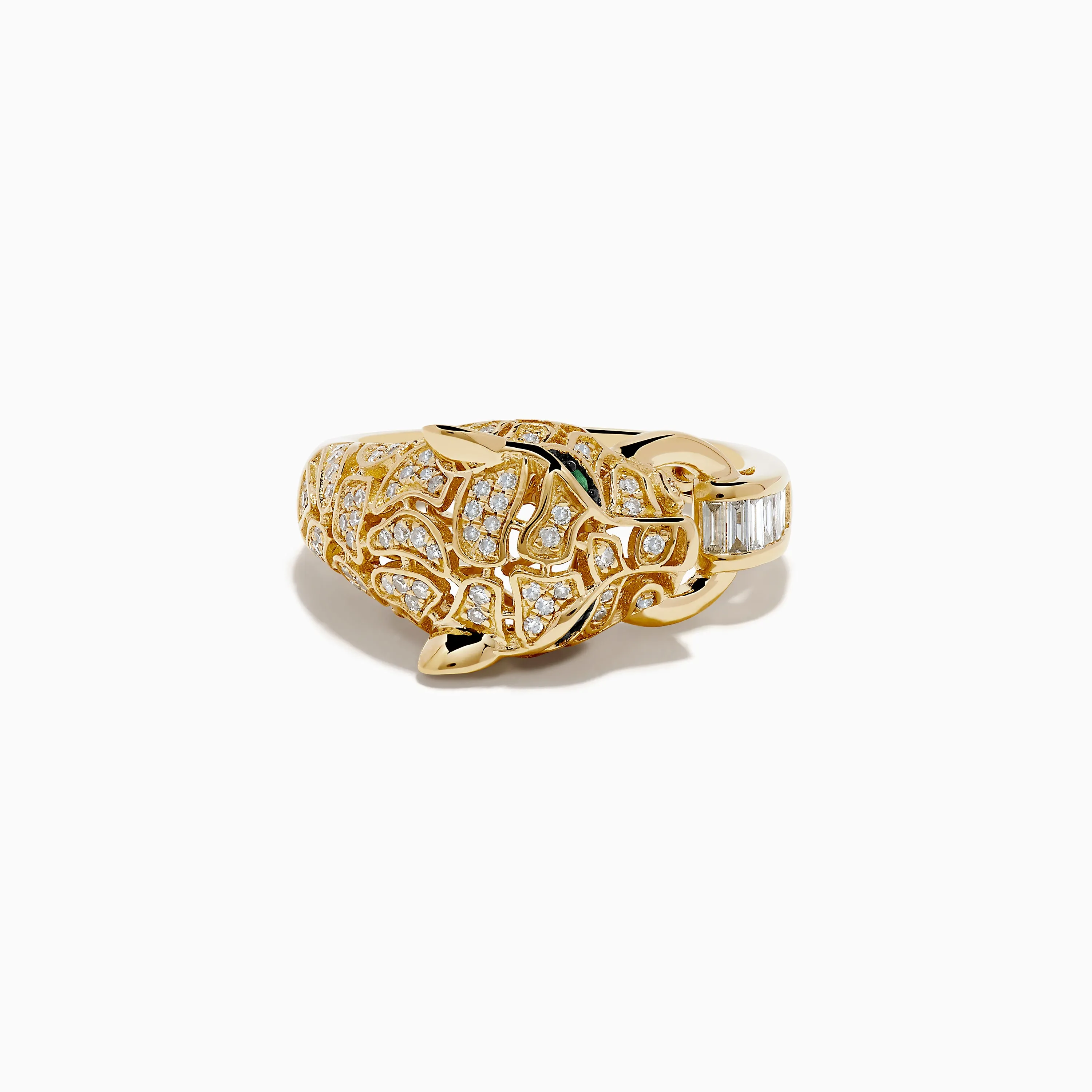 Signature 14K Yellow Gold Diamond and Emerald Panther Ring sold by Effy product image thumbnail 4