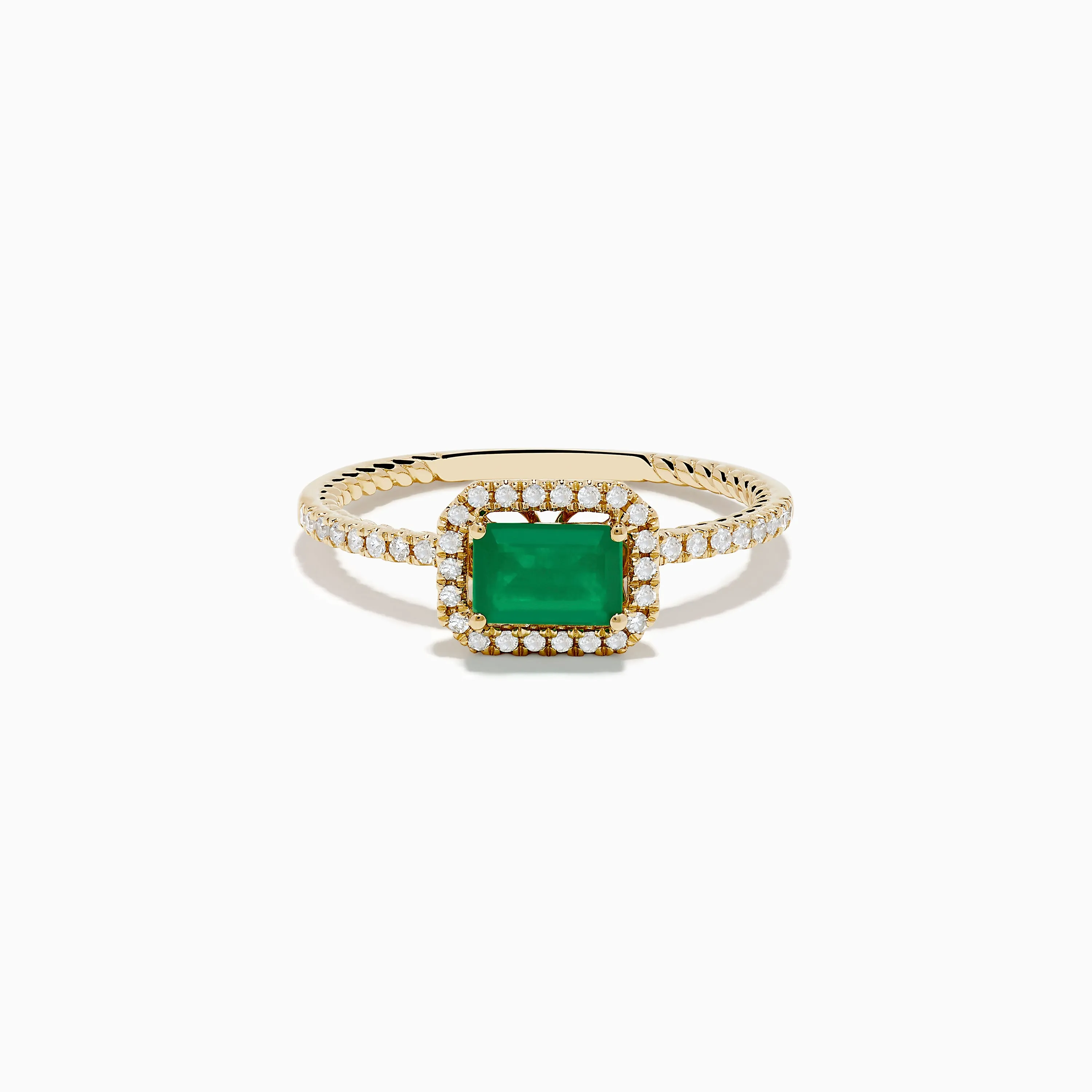 14K Yellow Gold Emerald and Diamond Ring sold by Effy