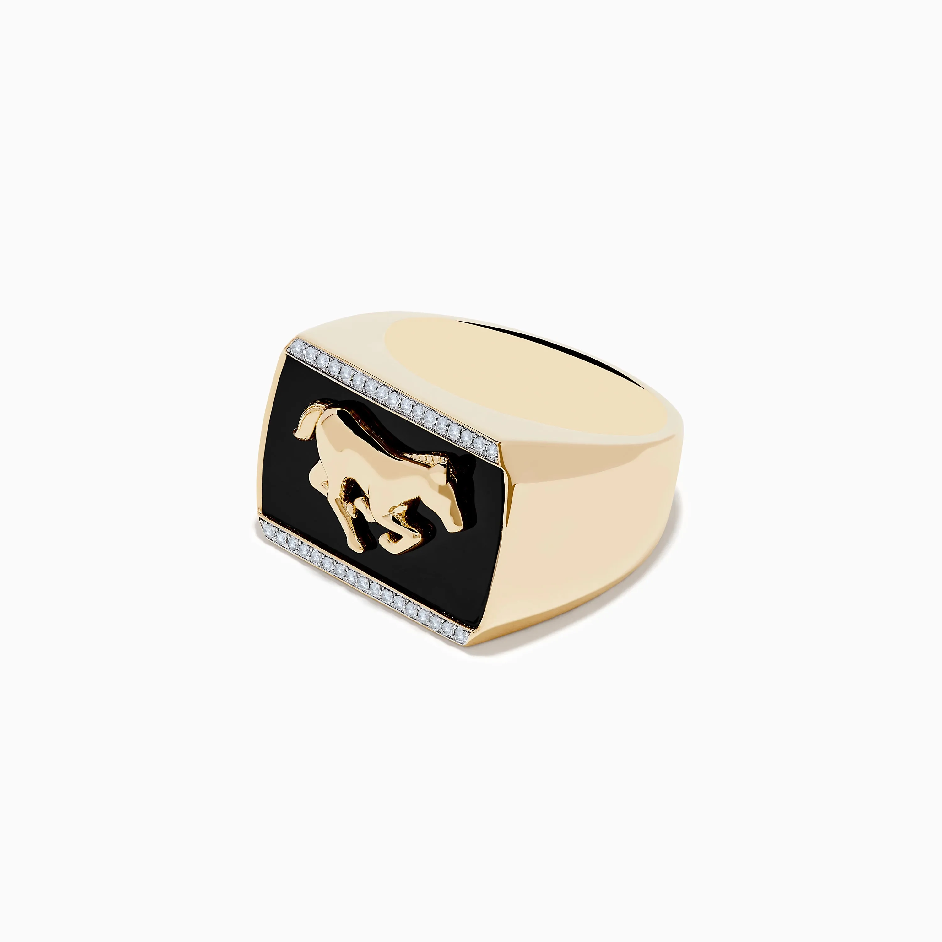 Men's 14K Yellow Gold Onyx and Diamond Running Horse Ring sold by Effy product image thumbnail 2