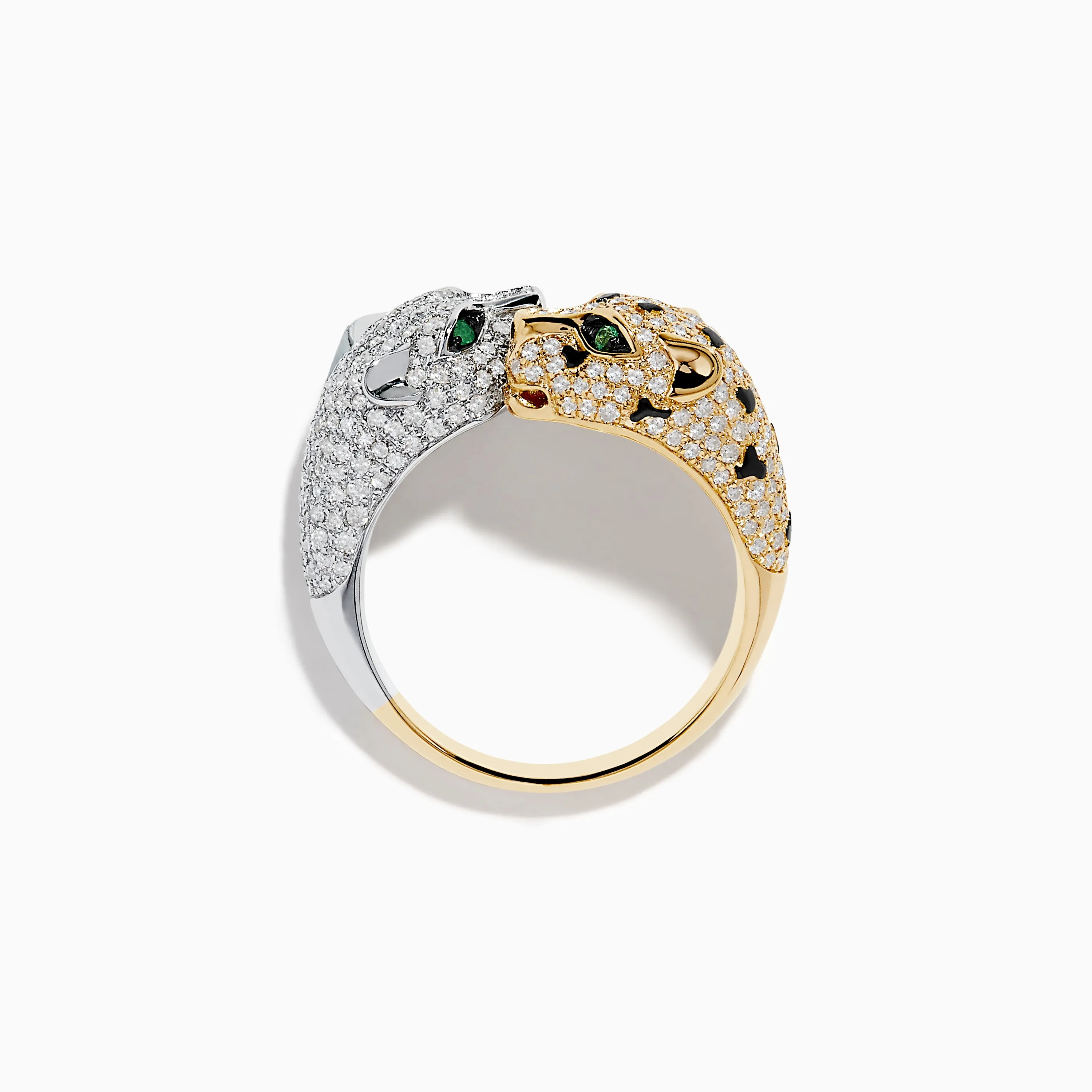 Signature 14K 2-Tone Gold Diamond and Emerald Panther Bypass Ring sold by Effy product image thumbnail 3