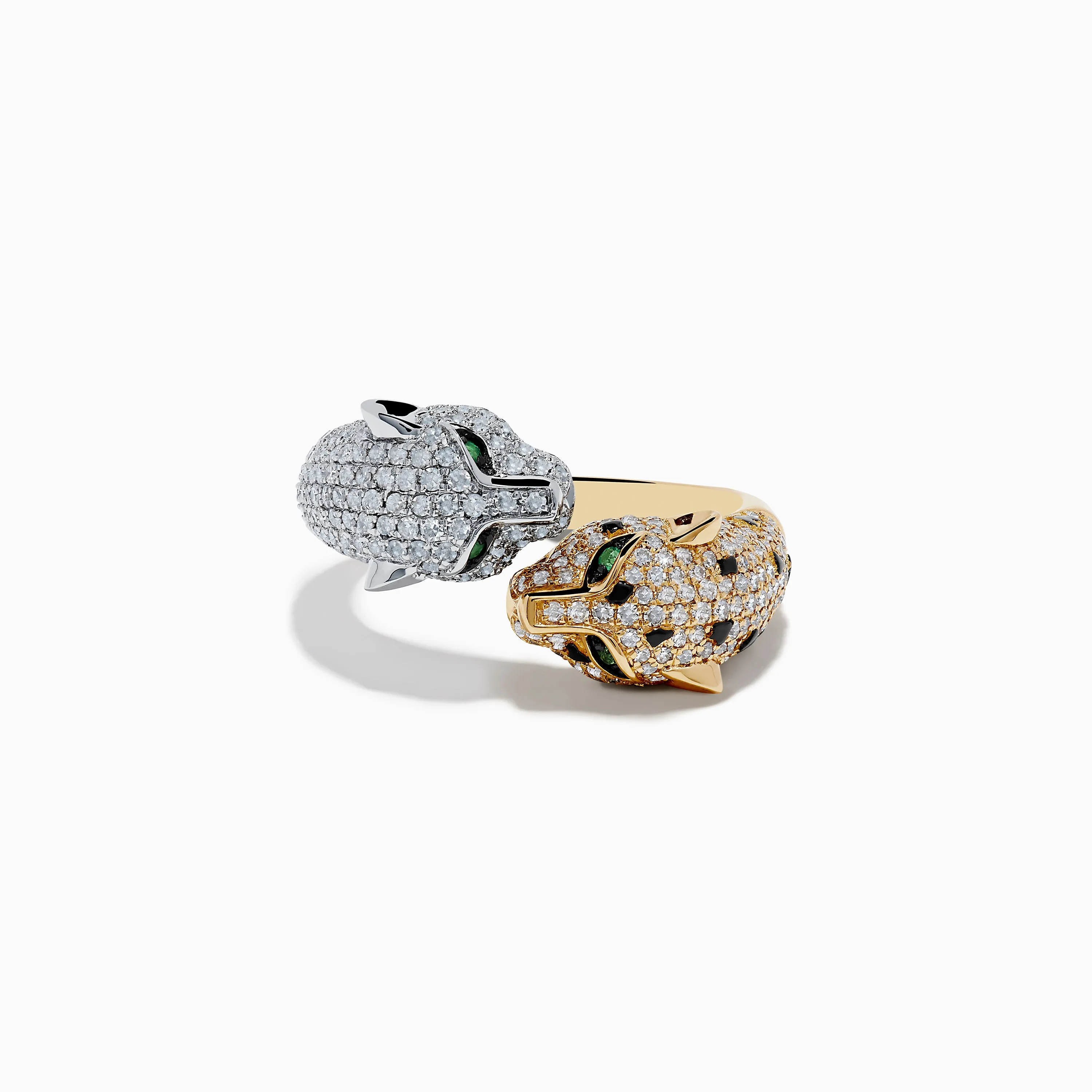 Signature 14K 2-Tone Gold Diamond and Emerald Panther Bypass Ring sold by Effy product image thumbnail 2