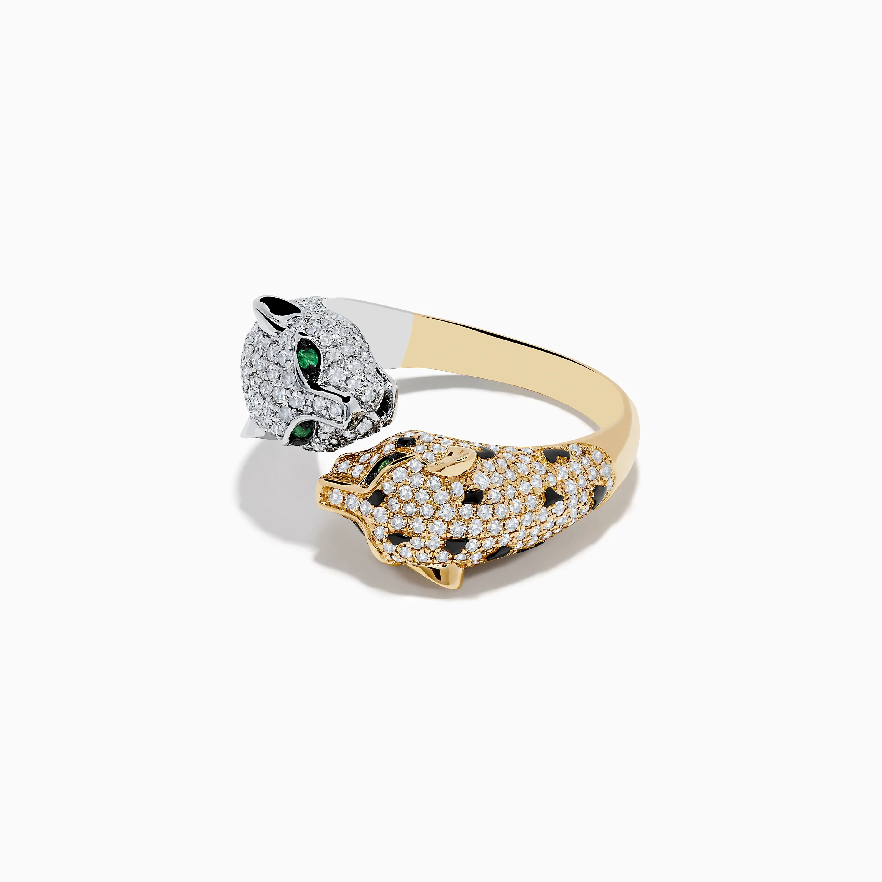 Signature 14K 2-Tone Gold Diamond and Emerald Panther Bypass Ring sold by Effy product image thumbnail 4
