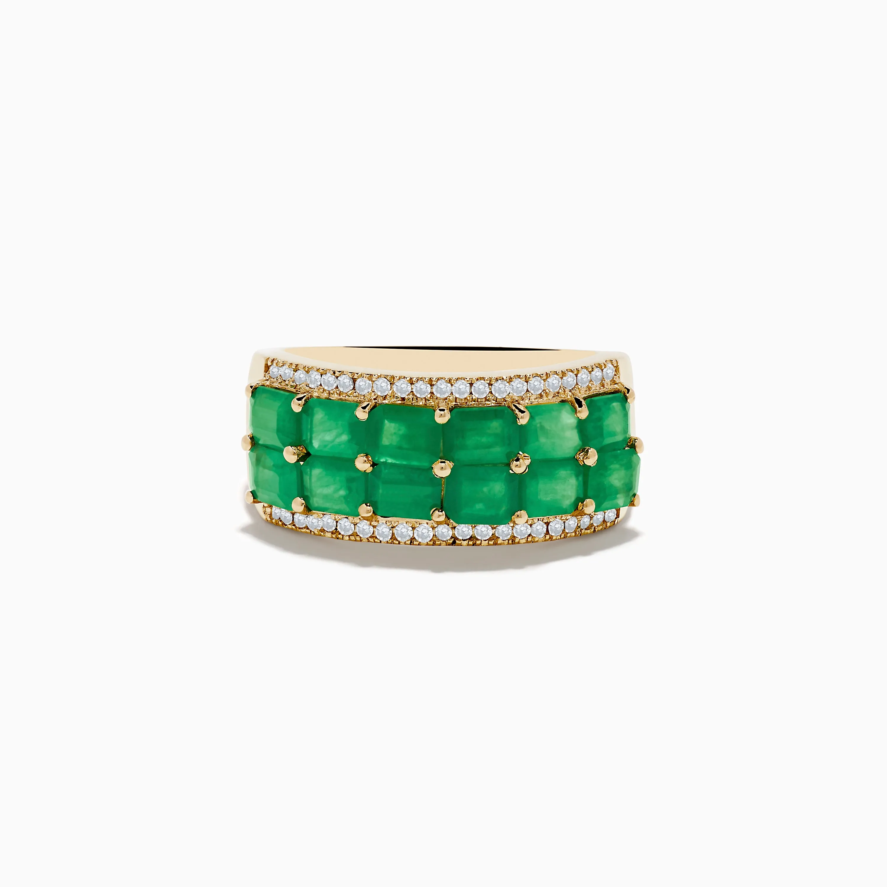 14K Yellow Gold Emerald and Diamond Band Ring sold by Effy