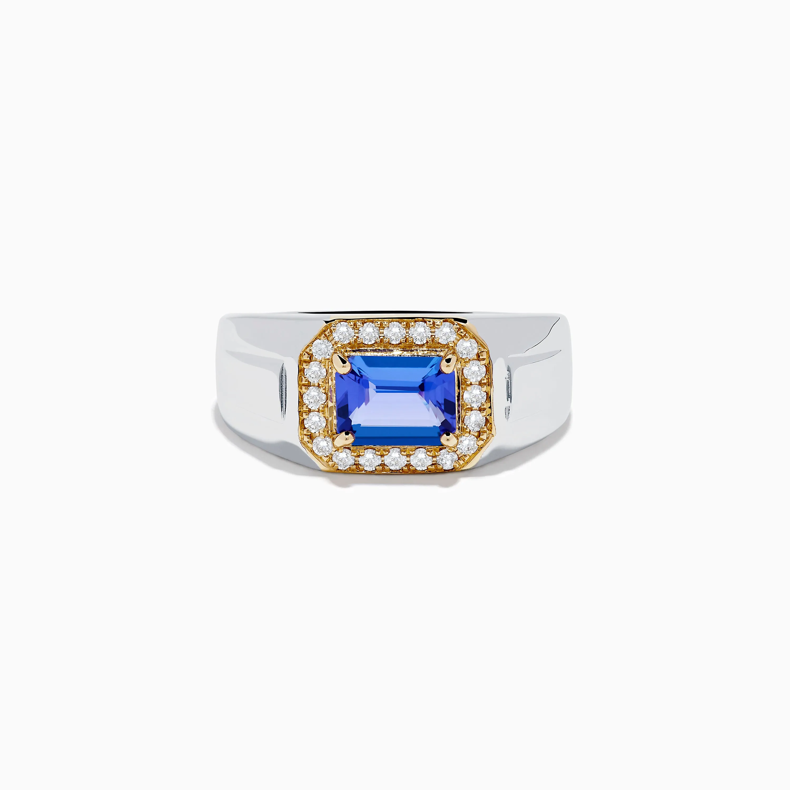 Men's 14K White and Yellow Gold Tanzanite and Diamond Ring sold by Effy