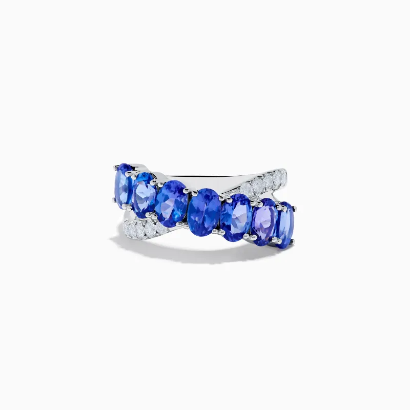 Nahla 14K White Gold Tanzanite and Diamond Criss Cross Ring sold by Effy