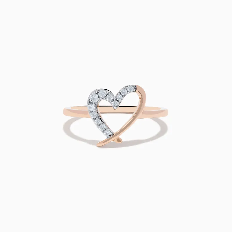 14K Rose Gold Diamond Open Heart Ring sold by Effy