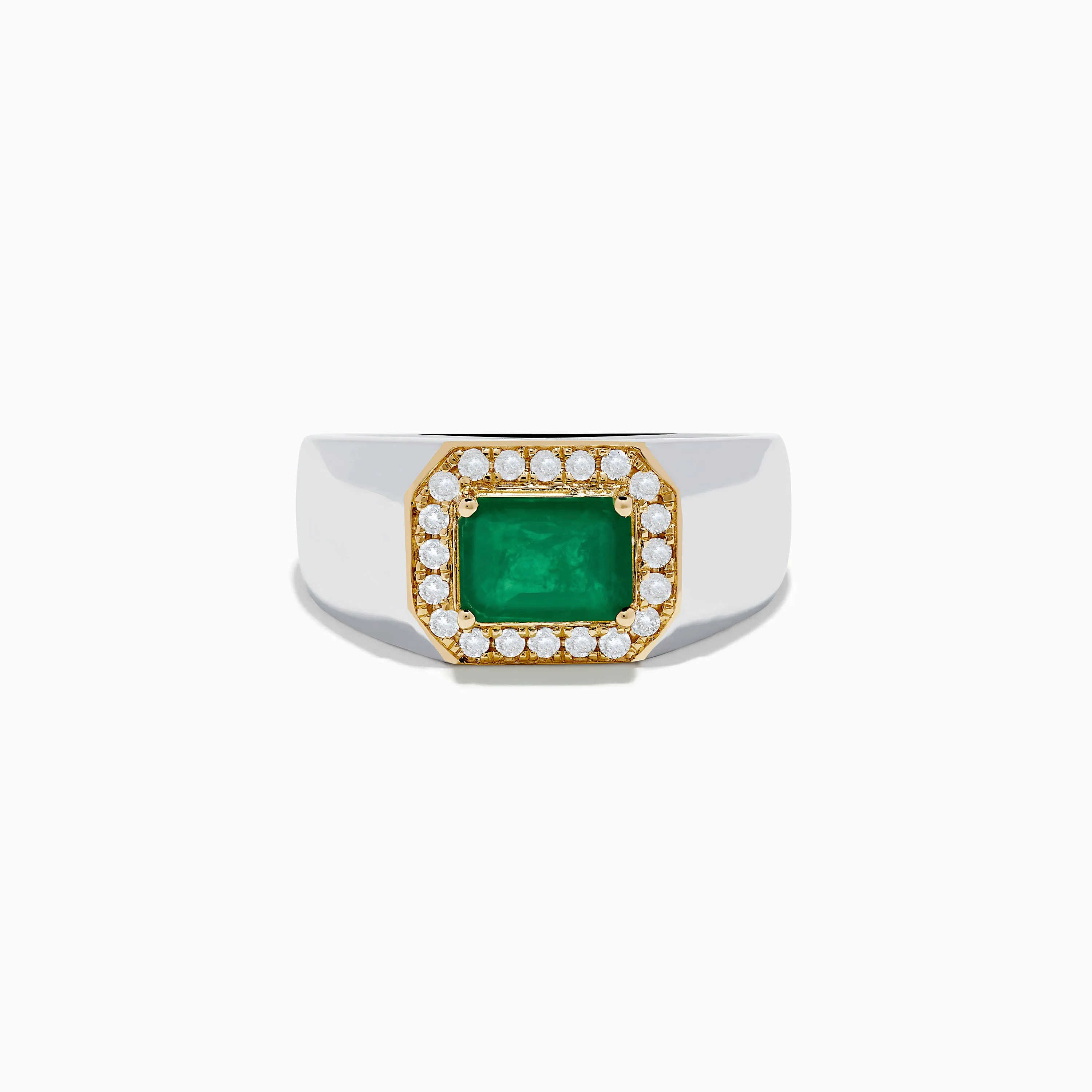 14K White & Yellow Gold Emerald and Diamond Ring sold by Effy