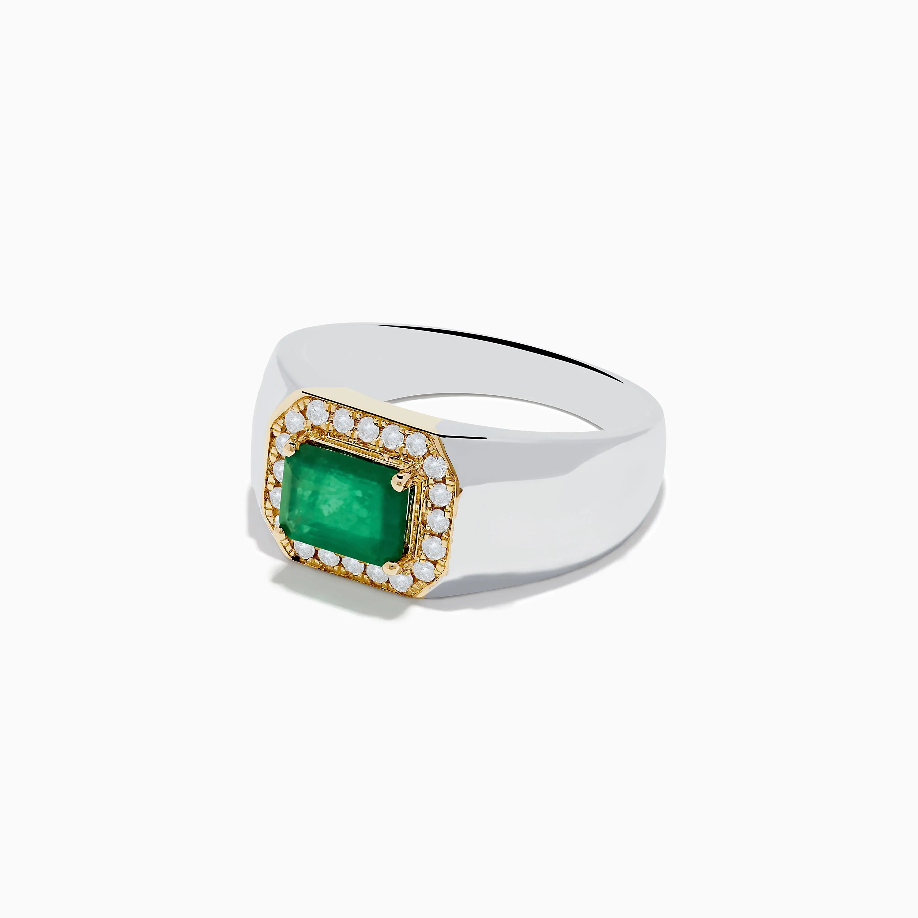 14K White & Yellow Gold Emerald and Diamond Ring sold by Effy product image thumbnail 2