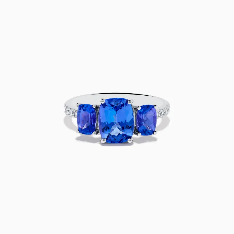 Nahla 14K White Gold Tanzanite and Diamond 3 Stone Ring sold by Effy